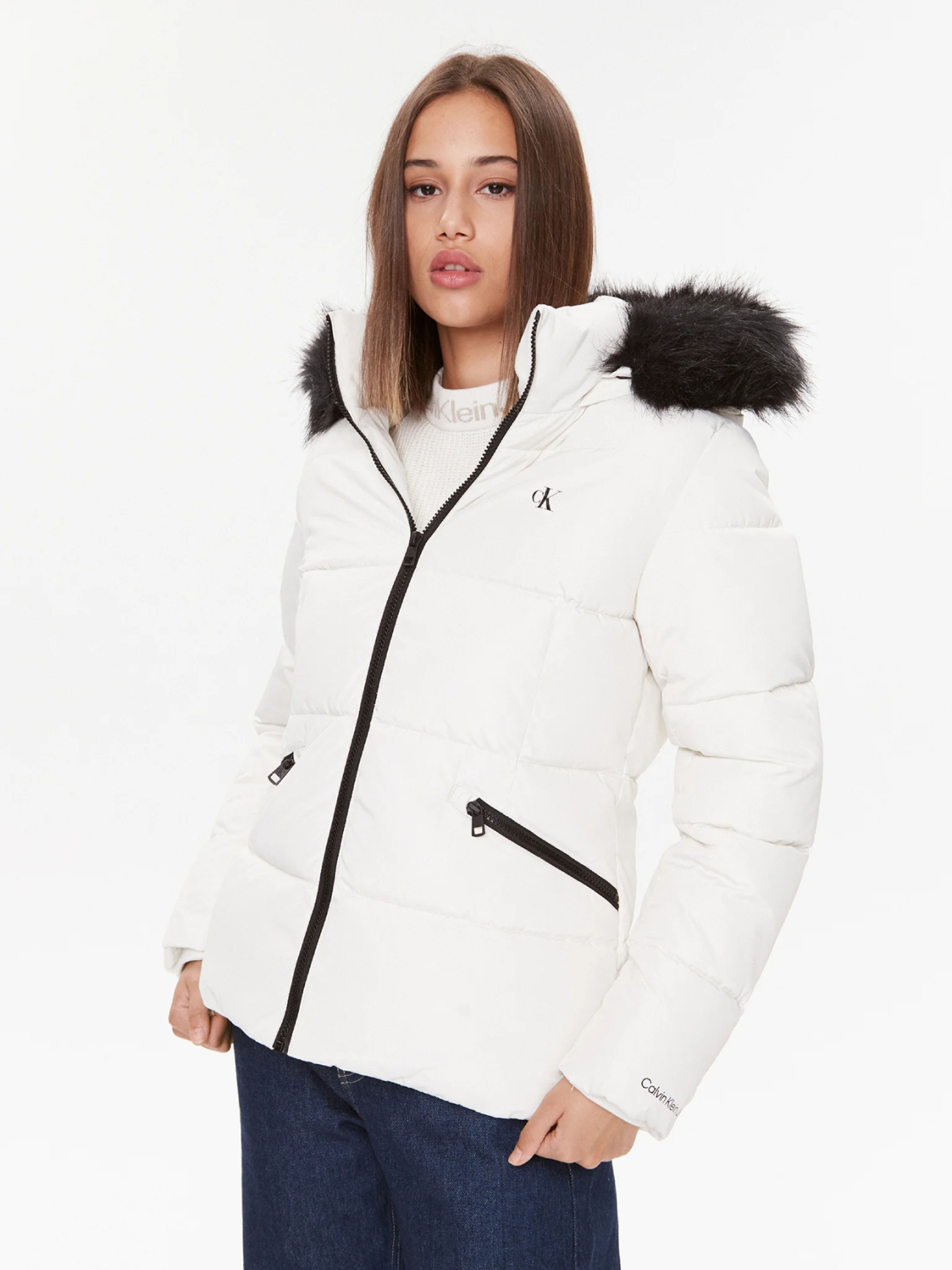Calvin Klein dámská bílá bunda - XS (YBI)