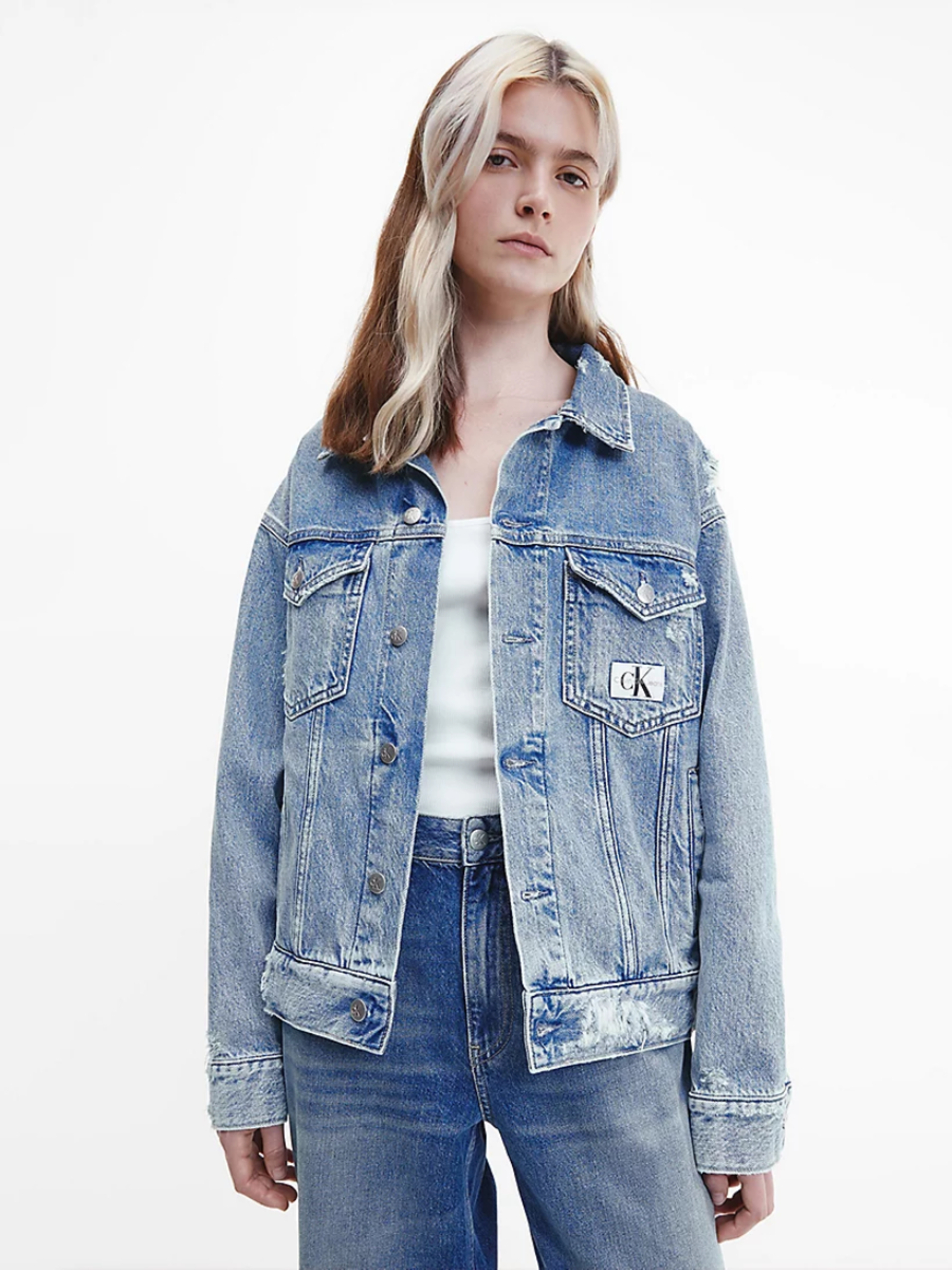 Calvin Klein dámská modrá džínová bunda - L (1A4)