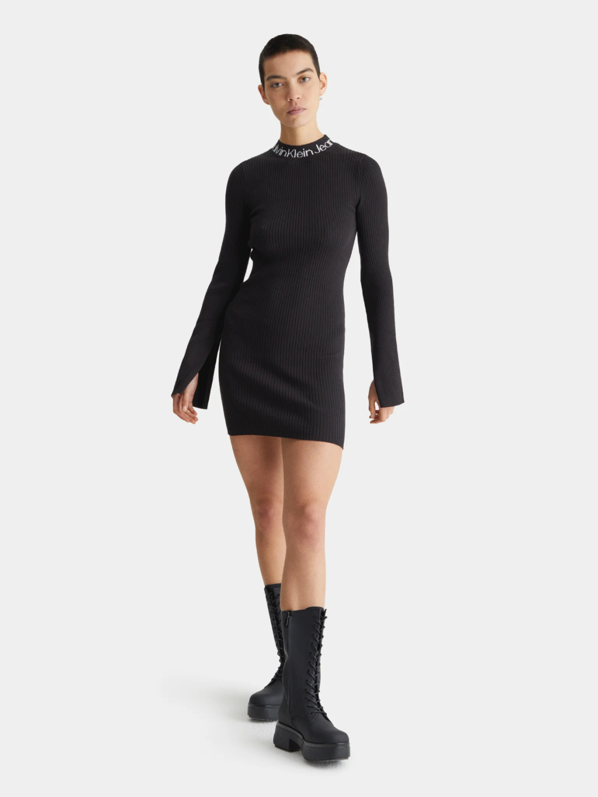 Calvin Klein dámské černé úpletové šaty - M (BEH)