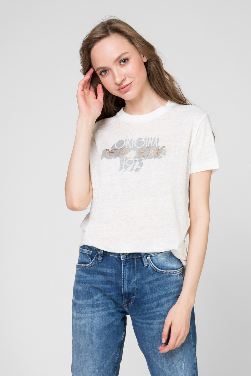 Pepe Jeans dámské krémové tričko Bonnie - M (808)