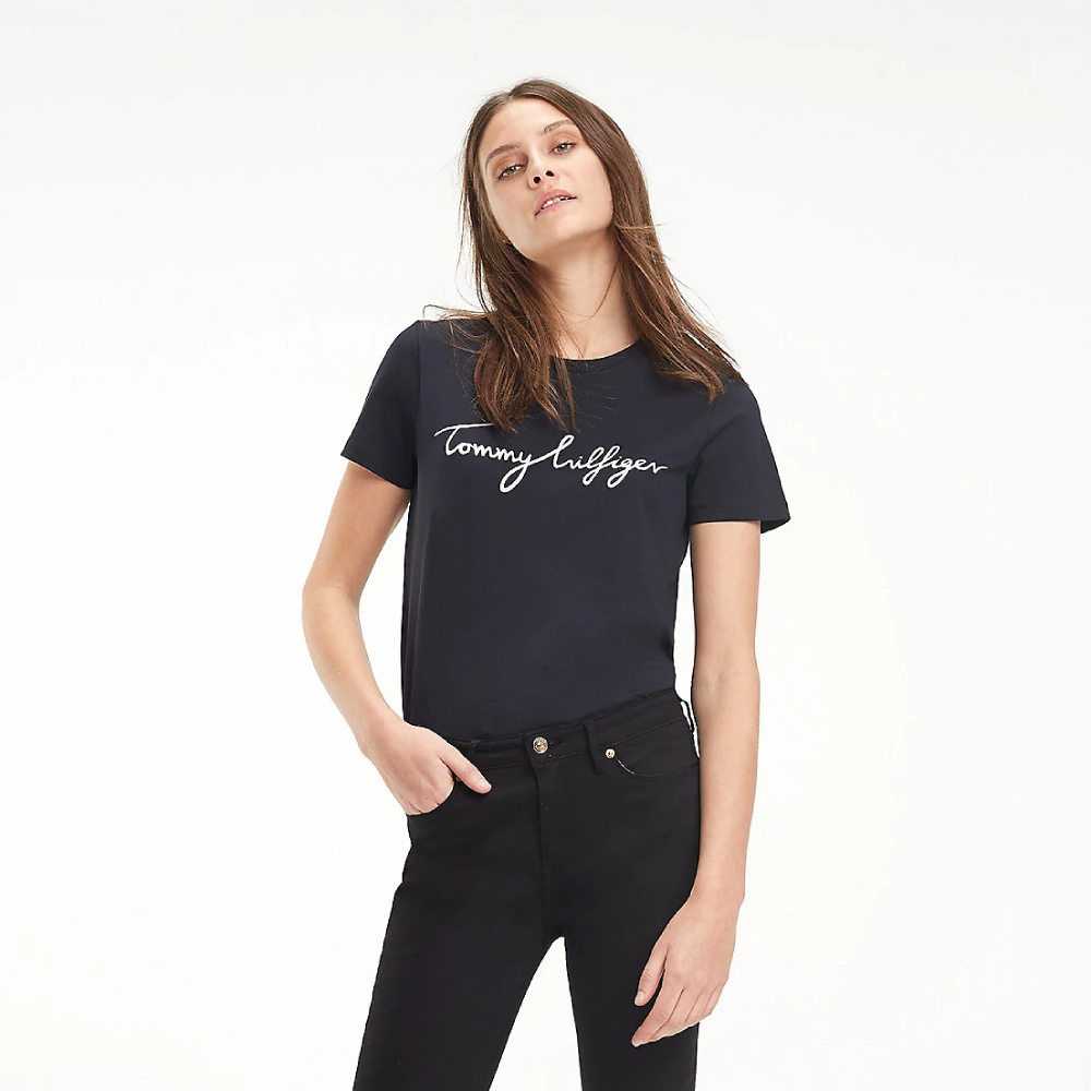 Tommy Hilfiger dámské černé tričko Graphic - S (017)