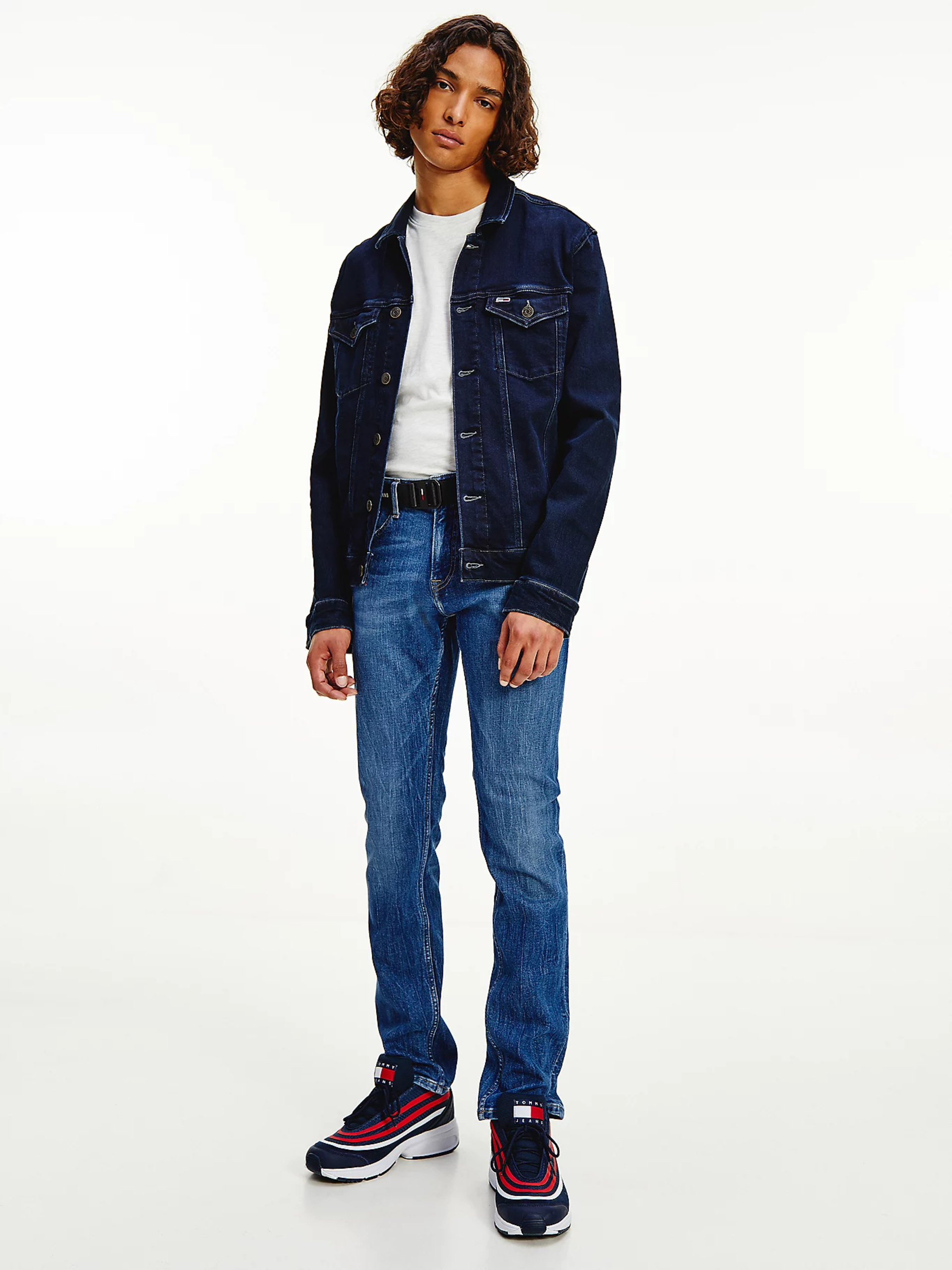 Tommy Jeans pánská tmavě modrá džínová bunda - L (1BZ)