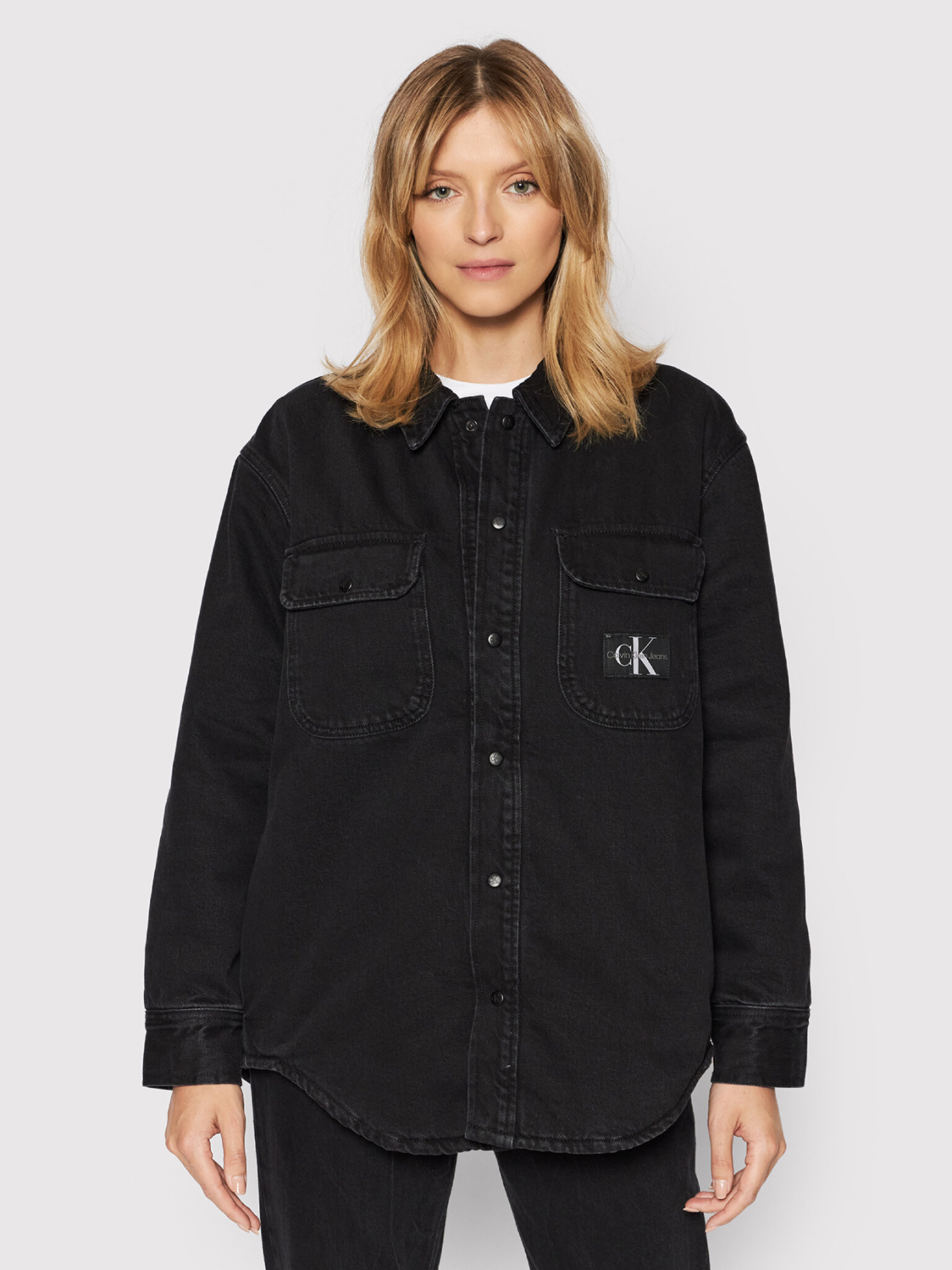 Calvin Klein dámská černá džínová bunda - L (1BY)