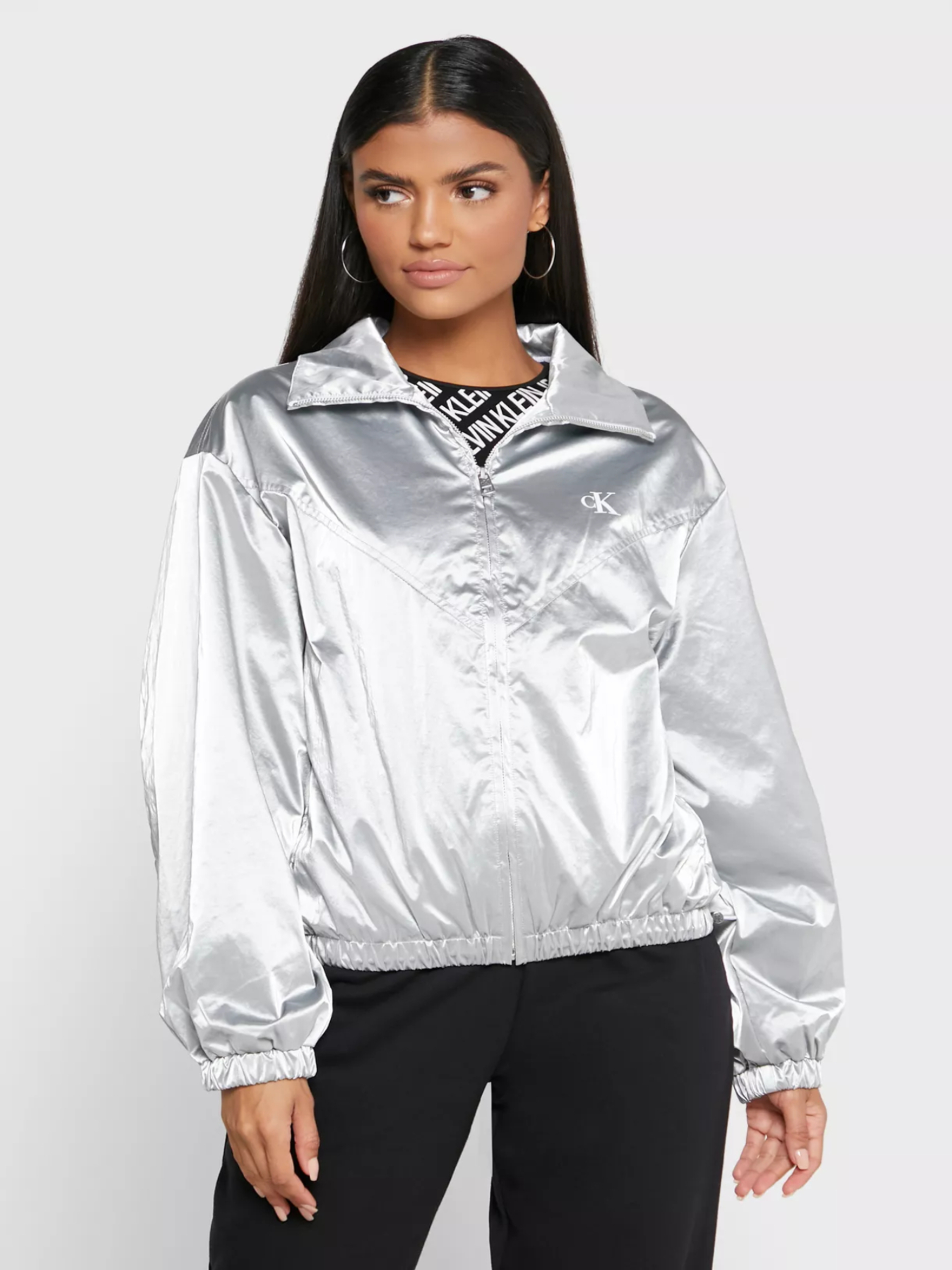 Calvin Klein dámská stříbrná bunda - XS (0IN)