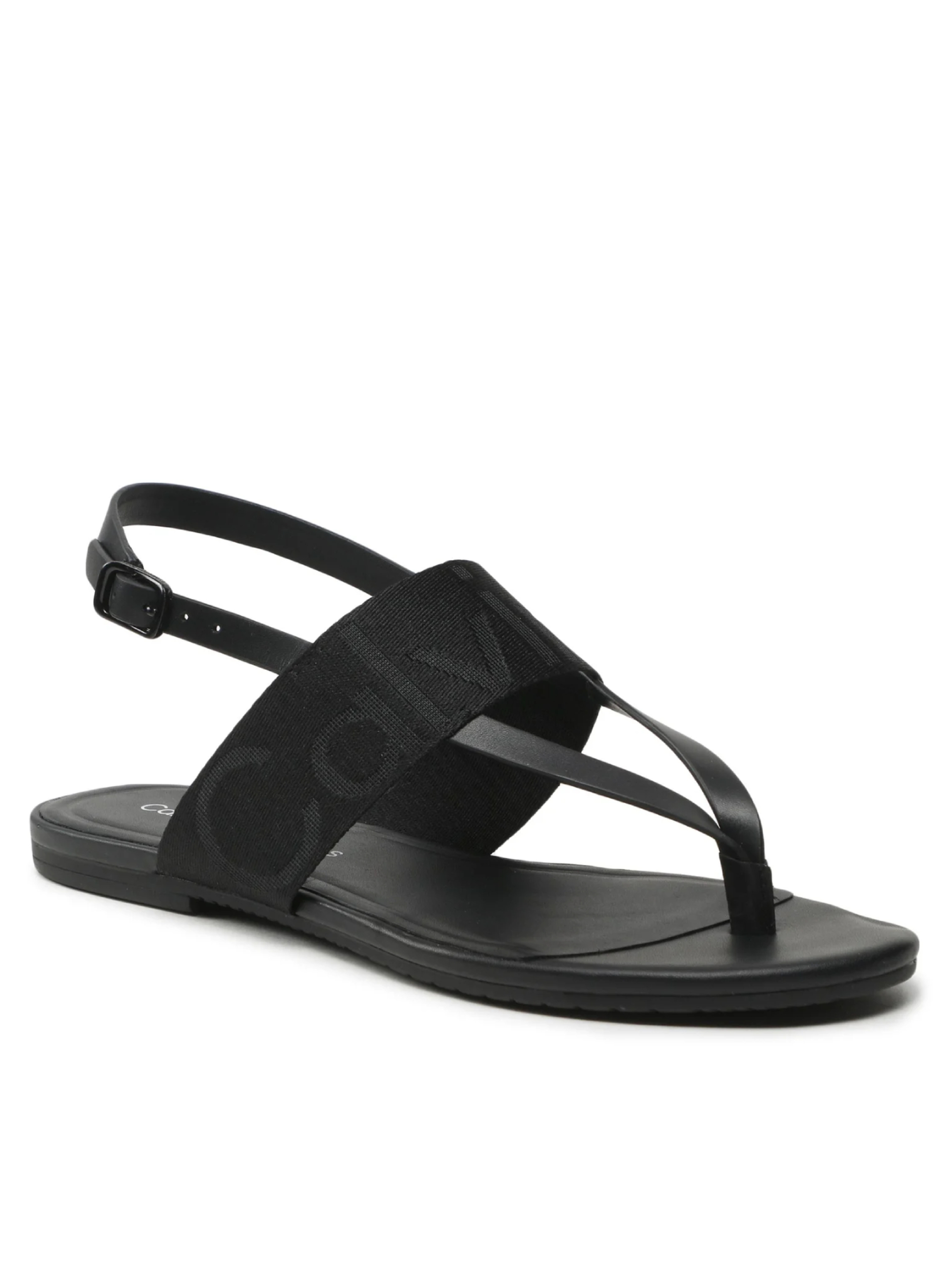 Calvin Klein dámské černé sandály FLAT SANDAL TOEPOST WEBBING - 36 (BDS)