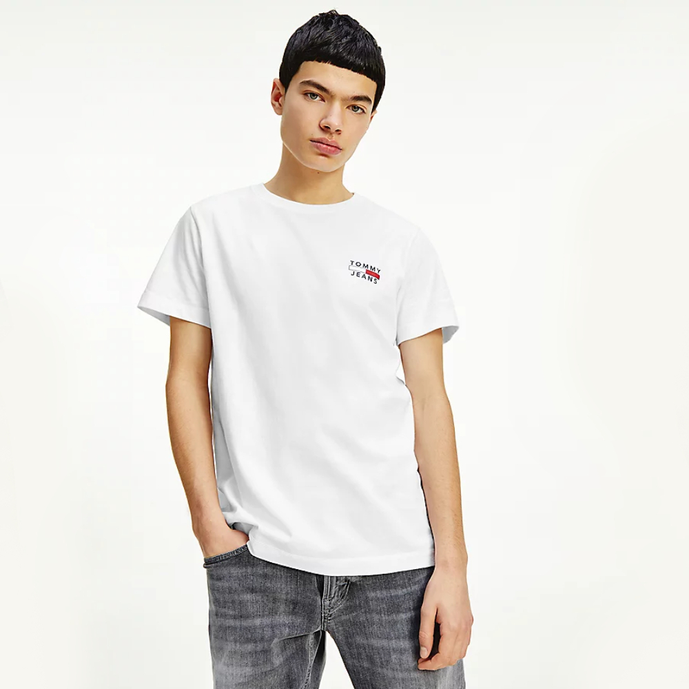 Tommy Jeans pánské bílé tričko CHEST LOGO - XXL (YBR)