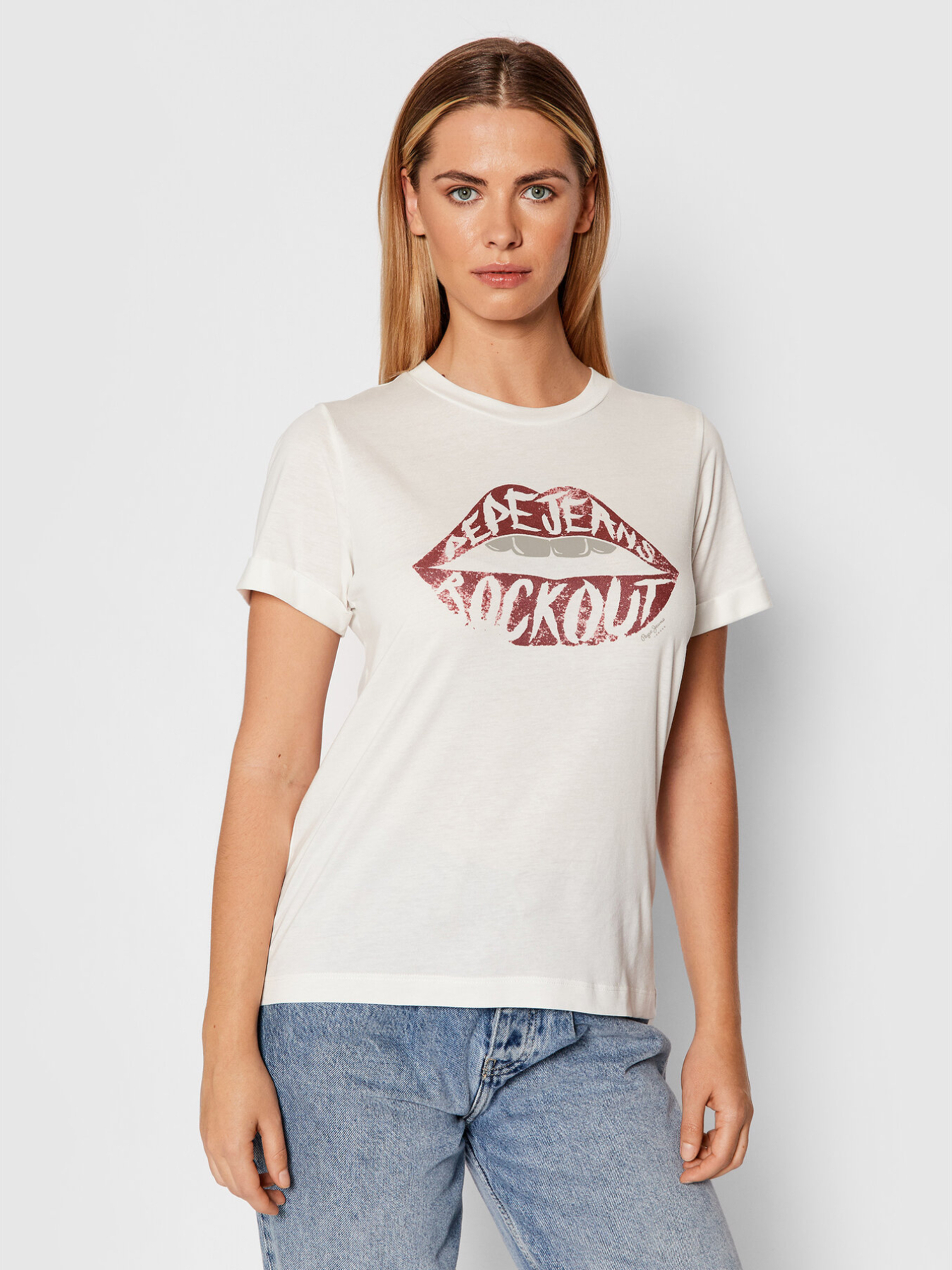 Pepe Jeans dámské bílé tričko Lips - L (803)