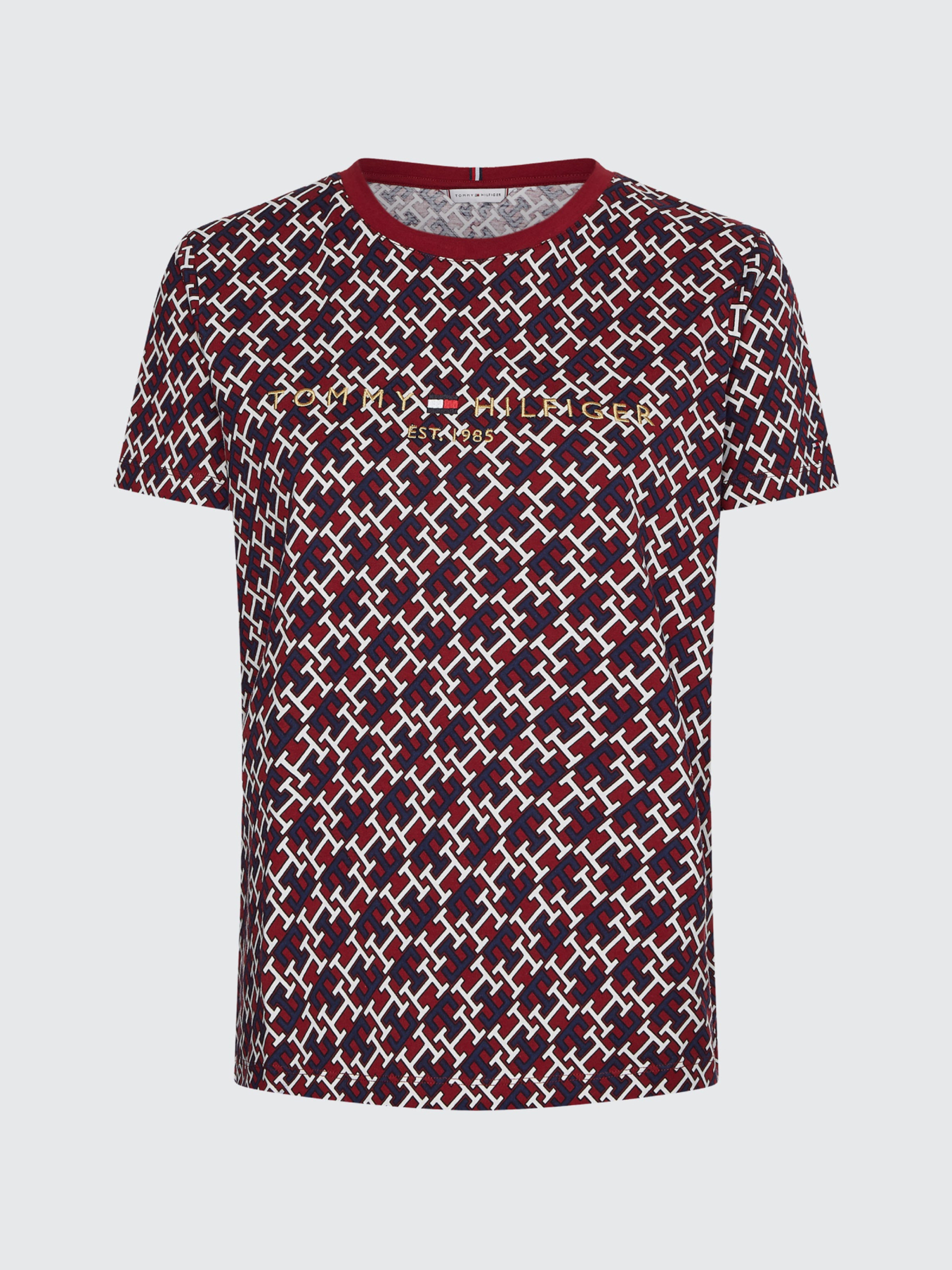 Tommy Hilfiger dámské vínové tričko - S (0KQ)