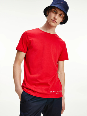 Tommy Hilfiger pánské červené triko Logo - S (XLG)