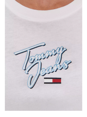 Tommy Jeans dámské bílé tričko  - XS (YBR)