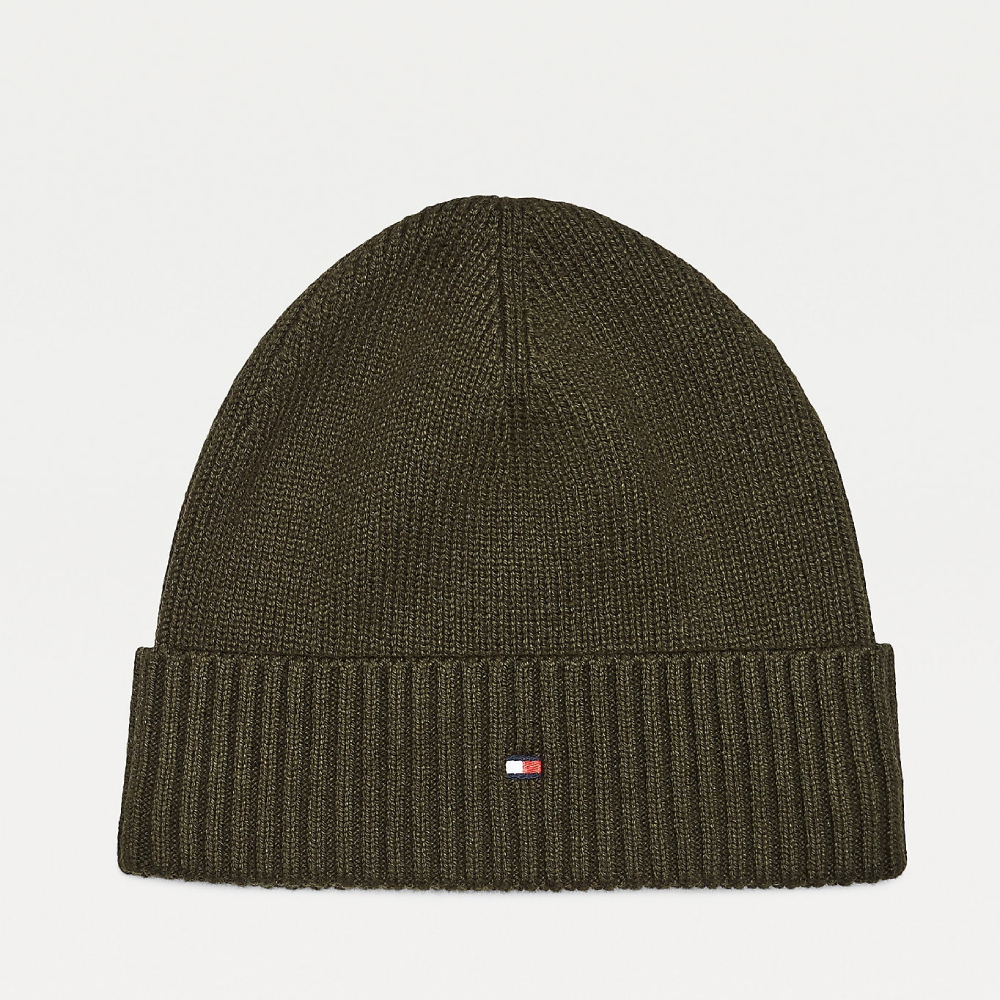 detail Tommy Hilfiger pánská khaki zelená zimní čepice Pima