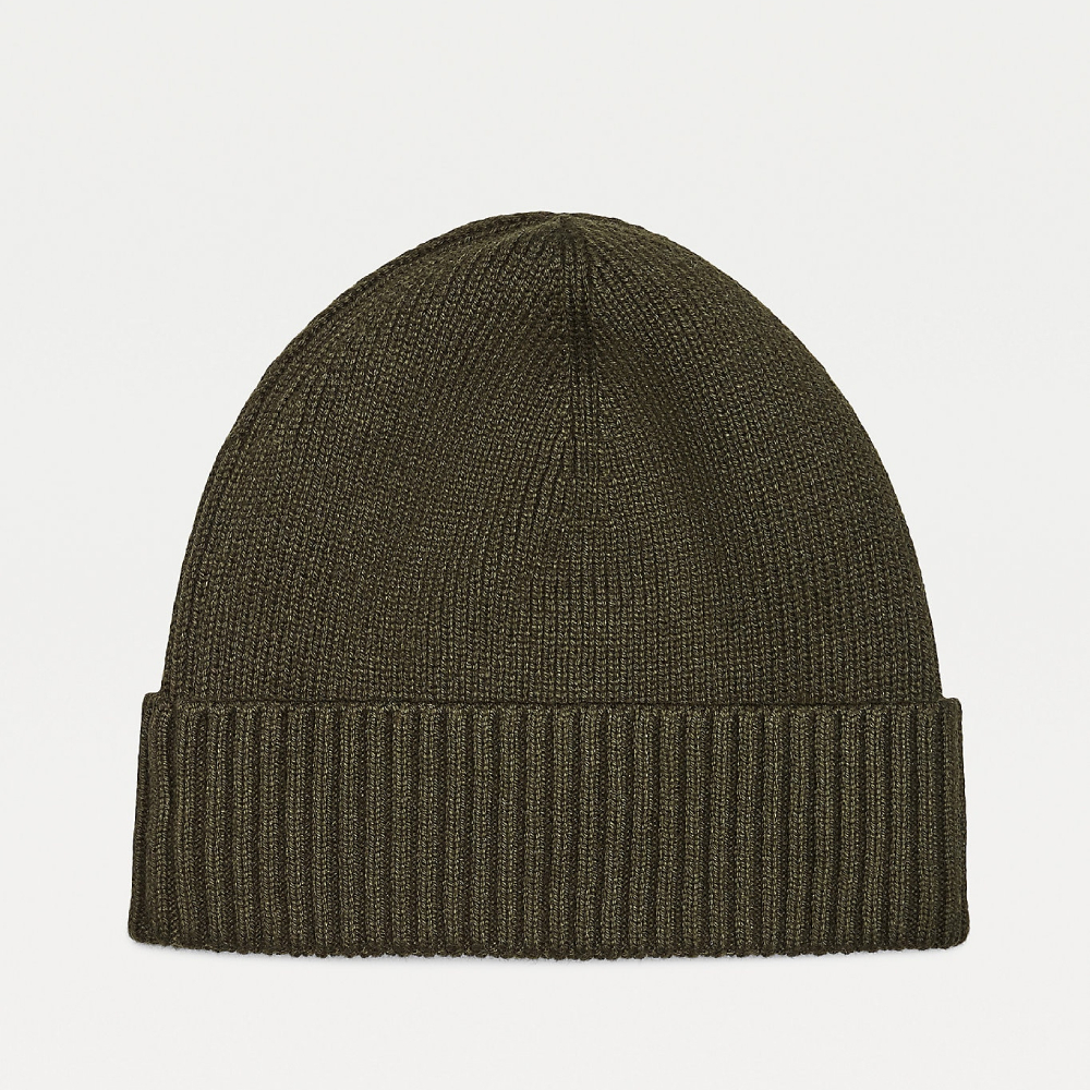 detail Tommy Hilfiger pánská khaki zelená zimní čepice Pima