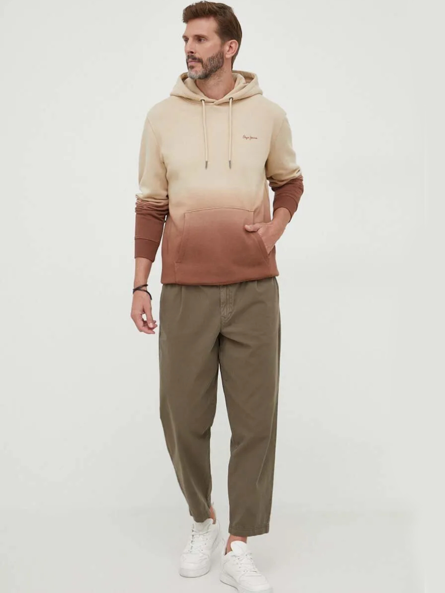 detail Pepe Jeans pánská hnědá mikina