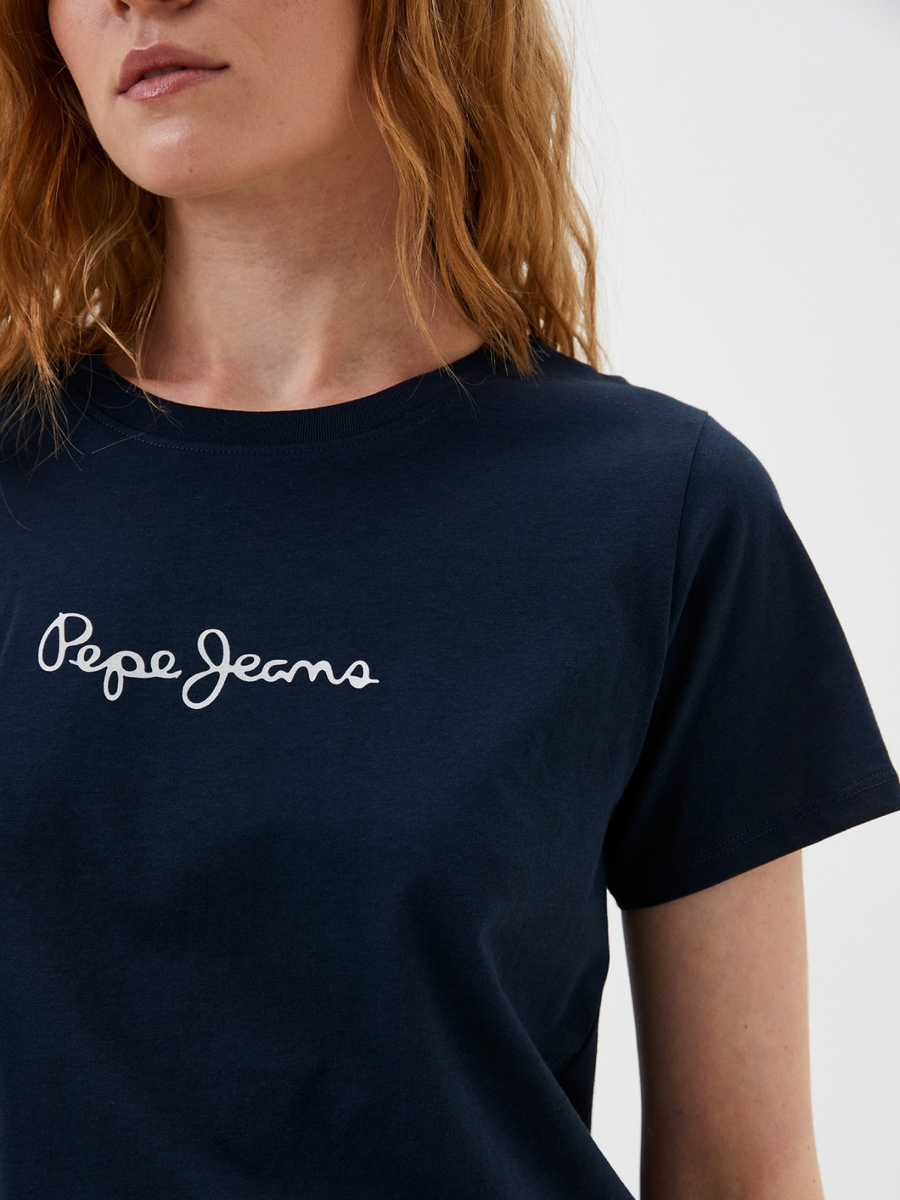 detail Pepe Jeans dámské tmavě modré tričko Lorette