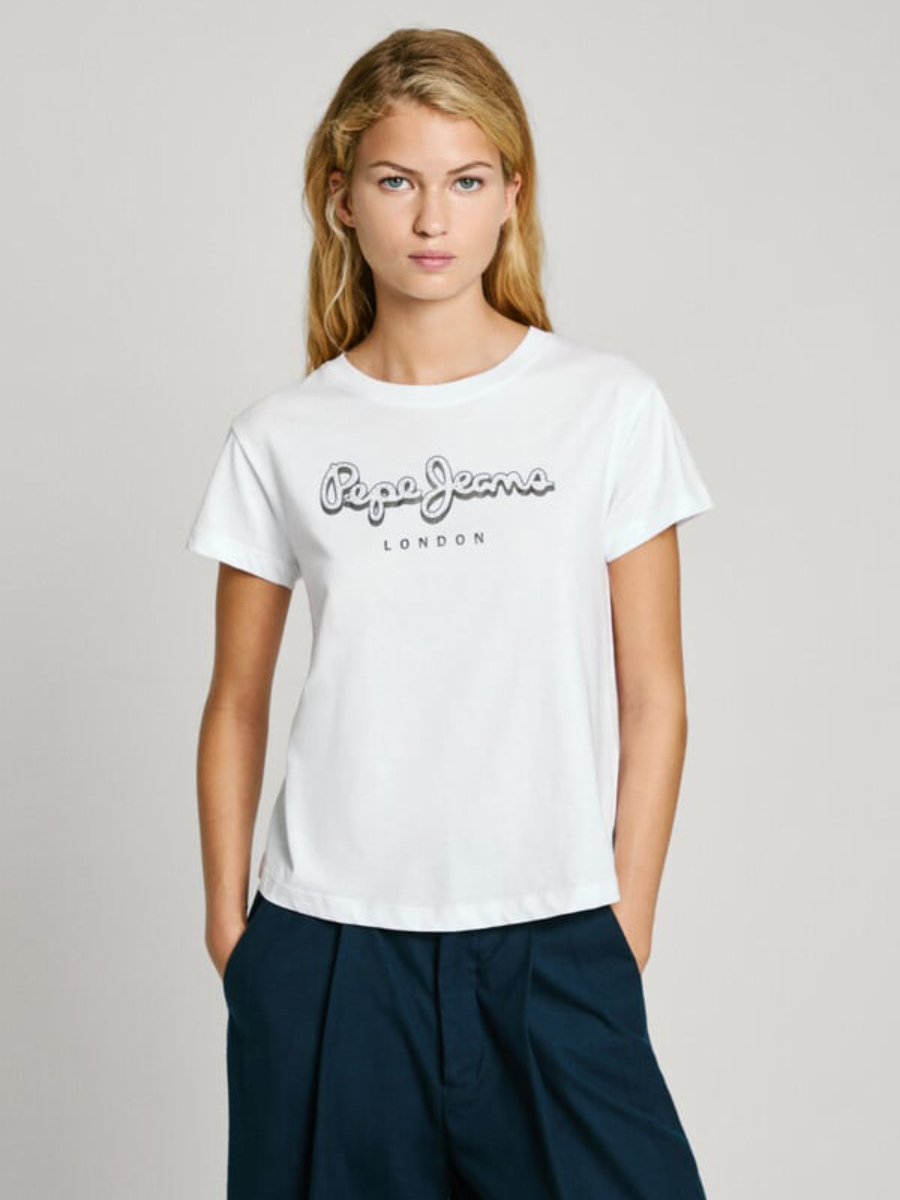 detail Pepe Jeans dámské bílé tričko Gaia