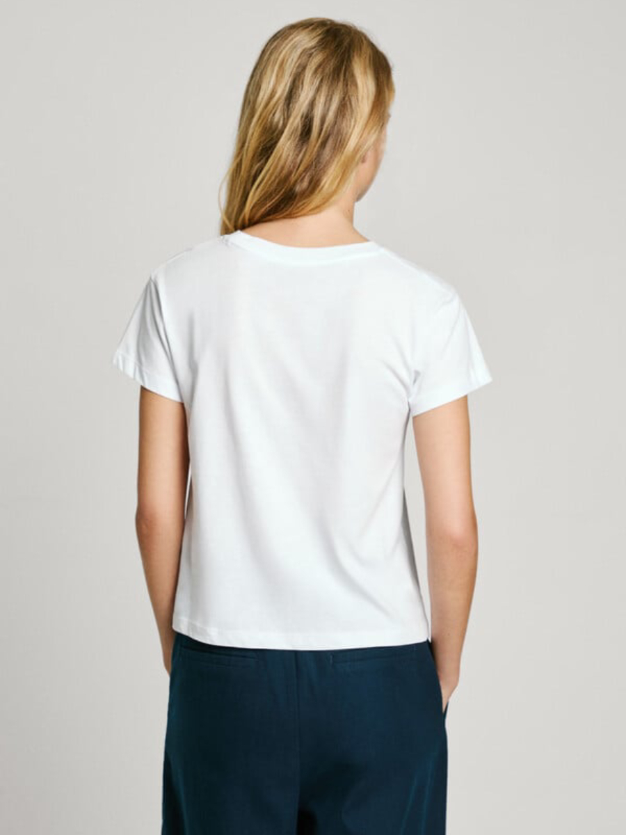 detail Pepe Jeans dámské bílé tričko Gaia