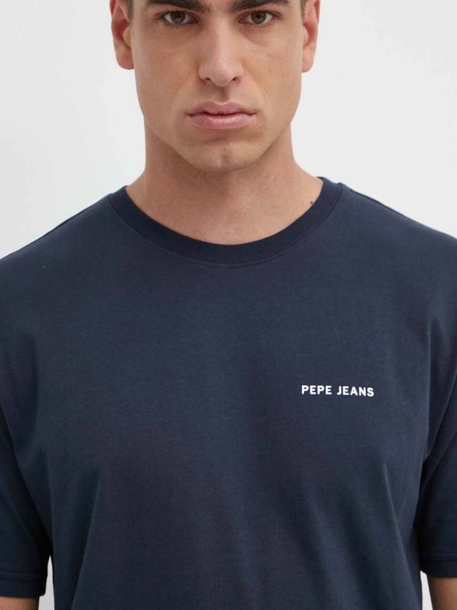 detail Pepe Jeans pánské modré tričko Callum