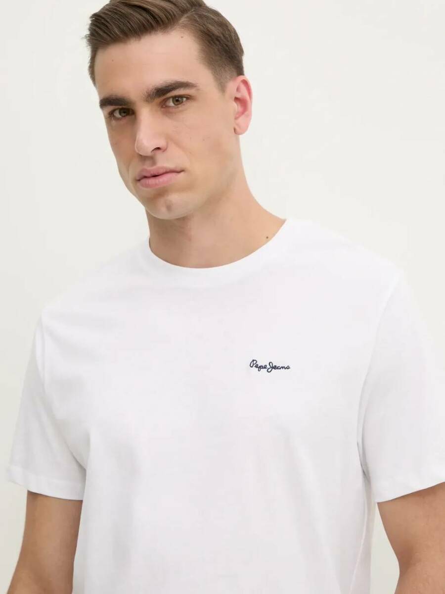 detail Pepe Jeans pánské bílé tričko Contrast