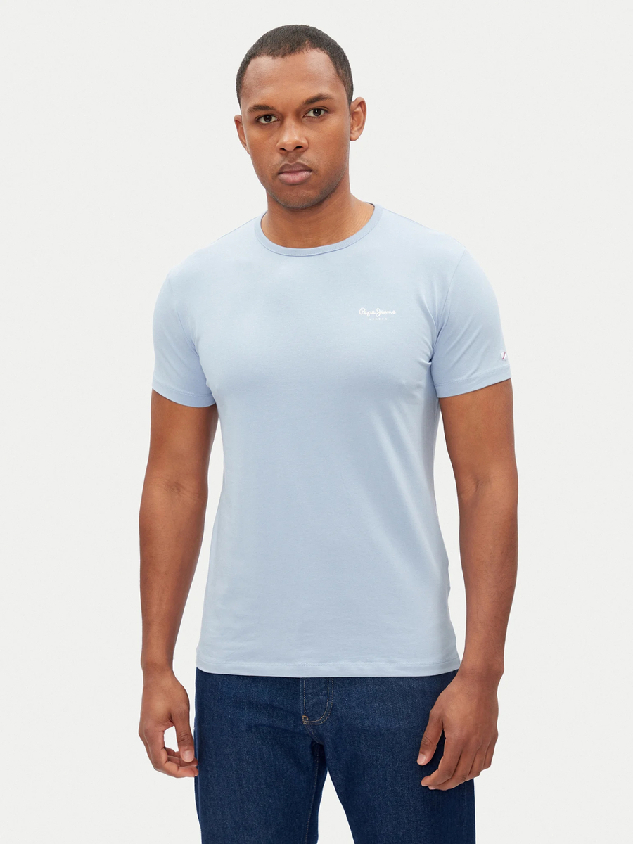 detail Pepe Jeans pánské světle modré tričko Basic