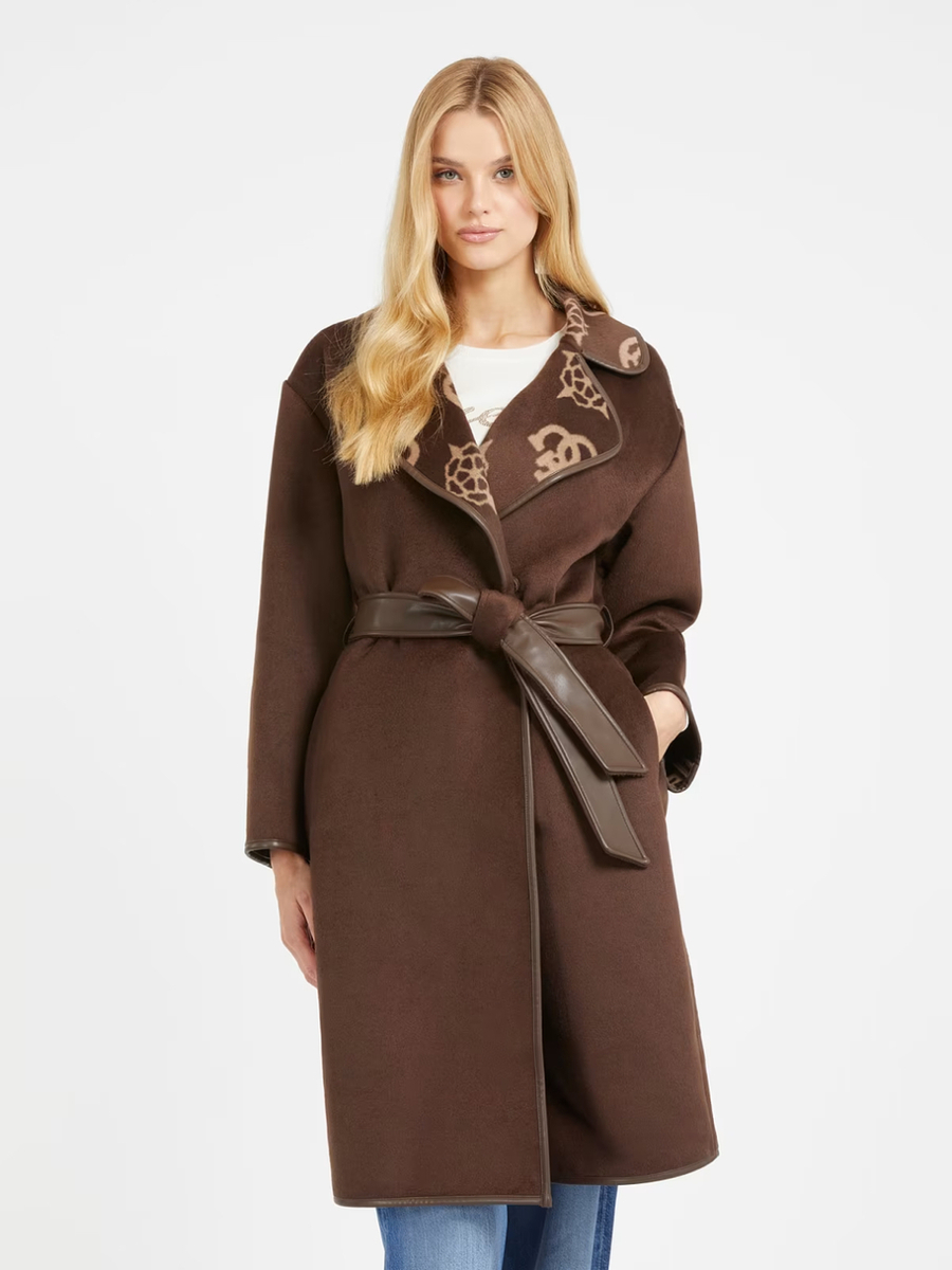 detail Guess dámský hnědý kabát