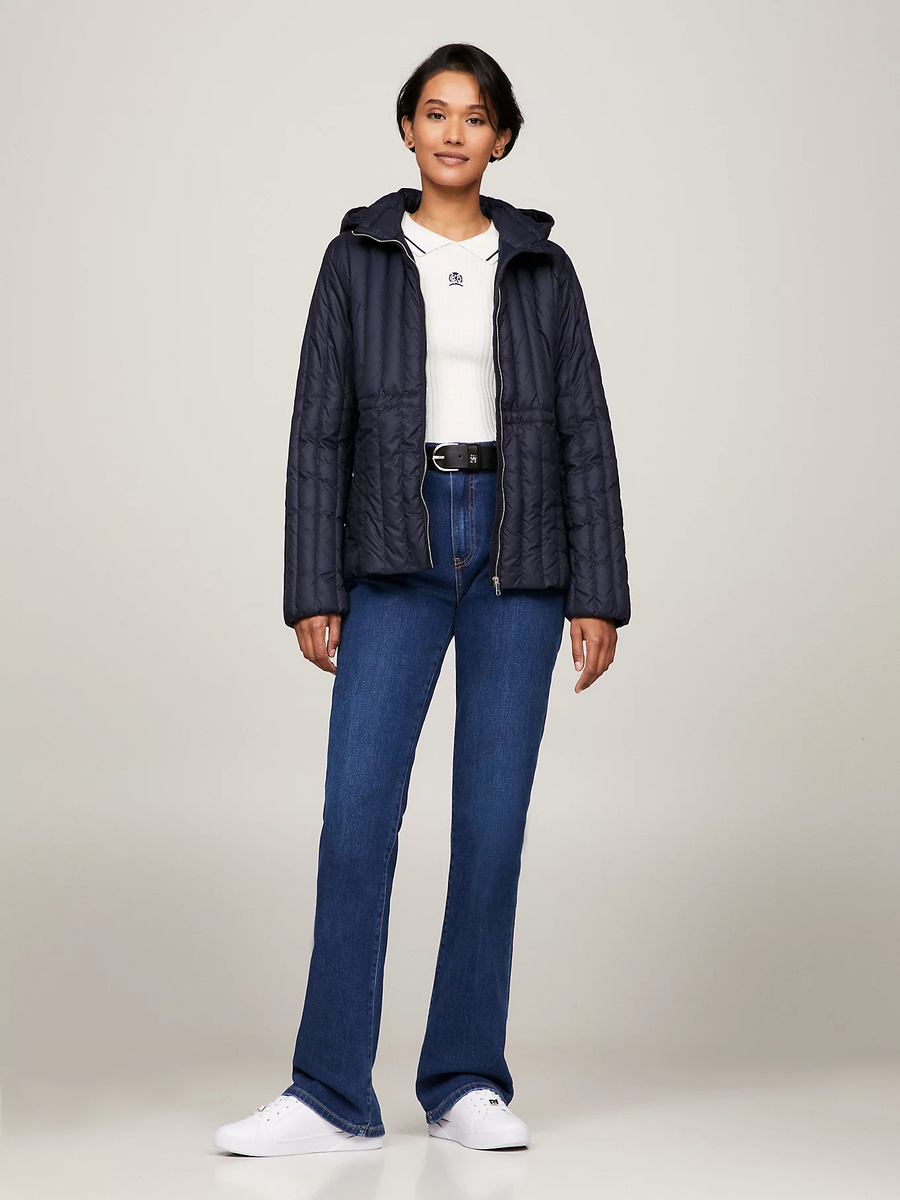 detail Tommy Hilfiger dámská modrá bunda Feminine