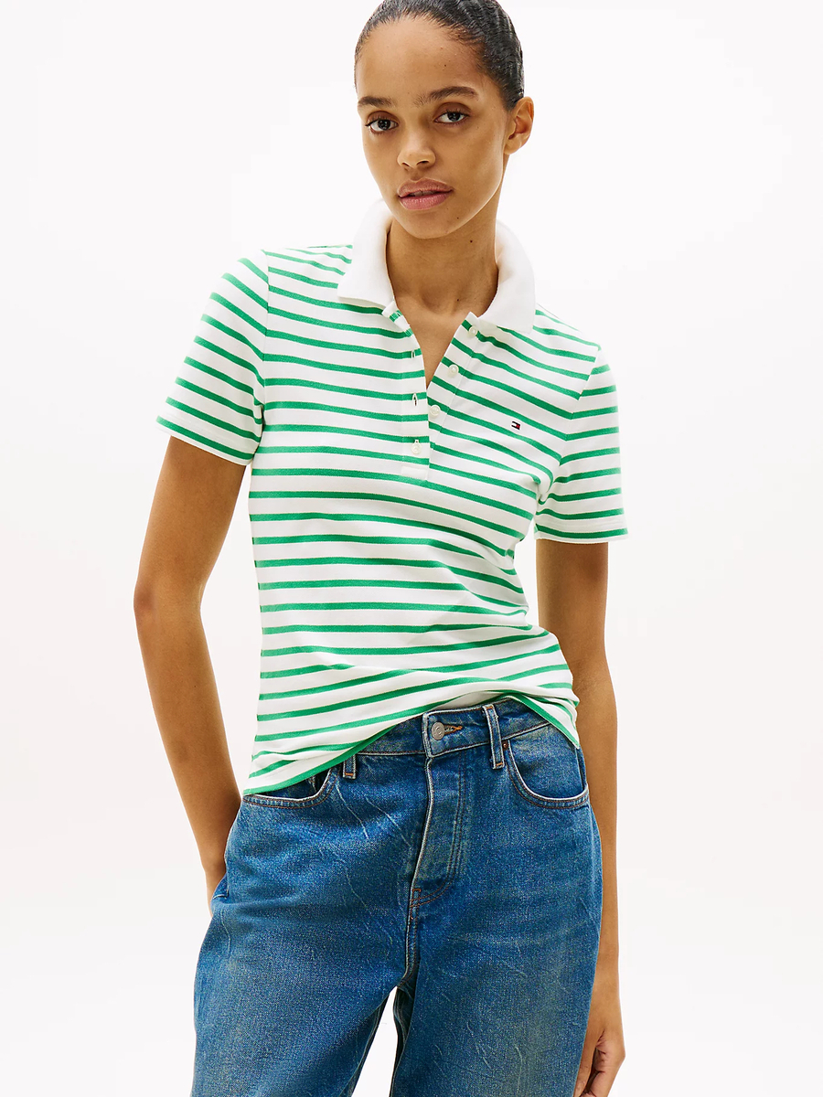 detail Tommy Hilfiger dámské pruhované polo tričko 1985