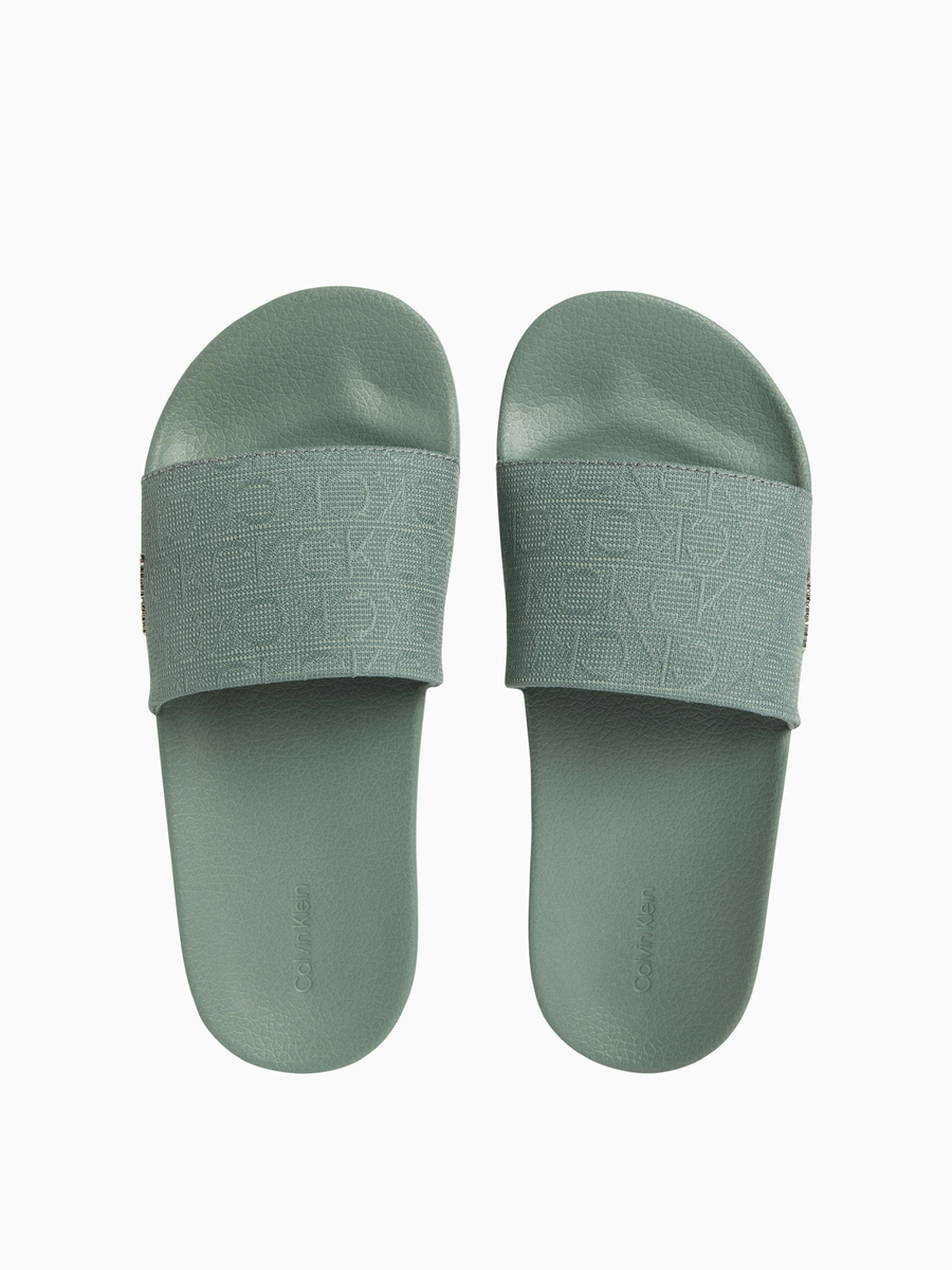 detail Calvin Klein dámské zelené pantofle