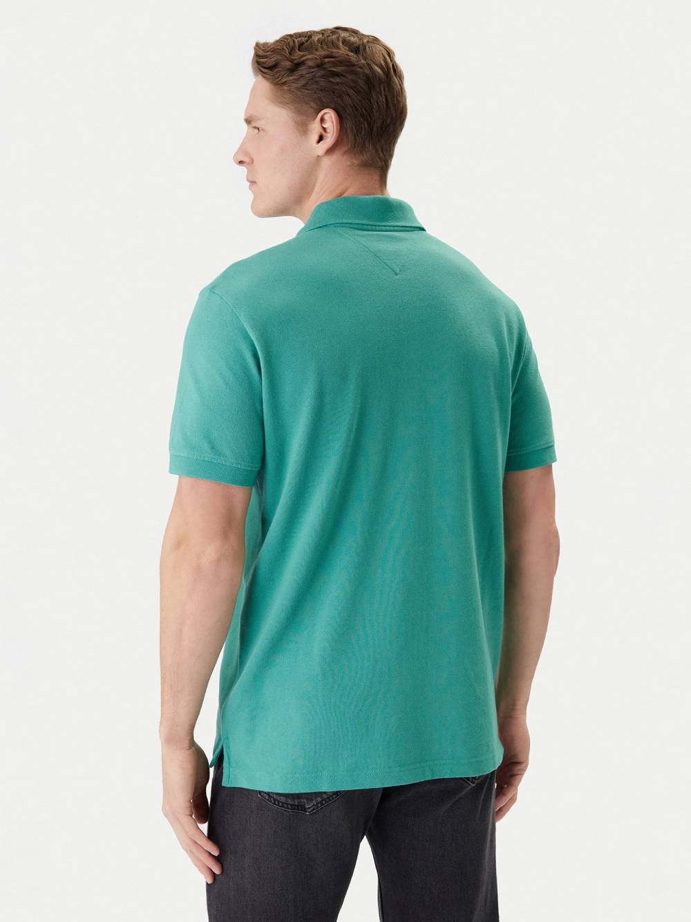 detail Tommy Jeans pánské zelené polo tričko