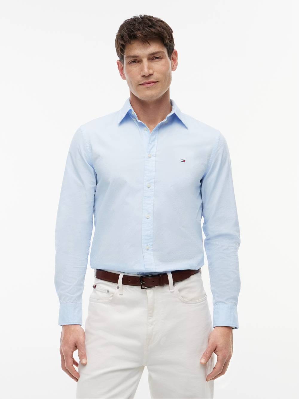 detail Tommy Hilfiger pánská modrá košile