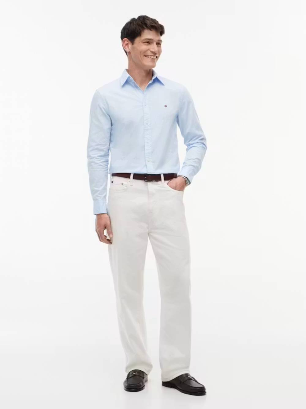 detail Tommy Hilfiger pánská modrá košile