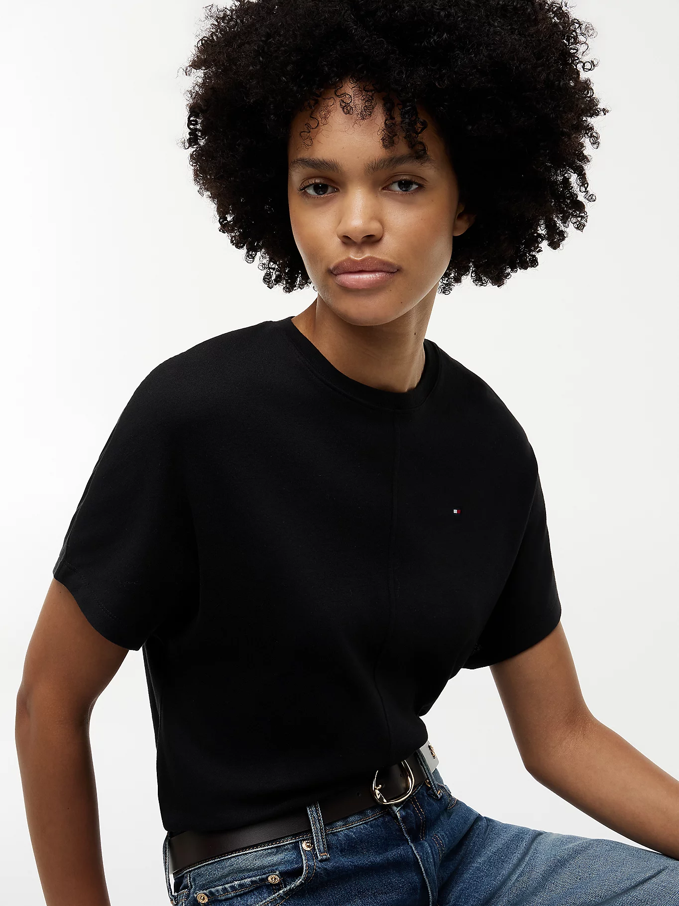 detail Tommy Hilfiger dámské černé tričko