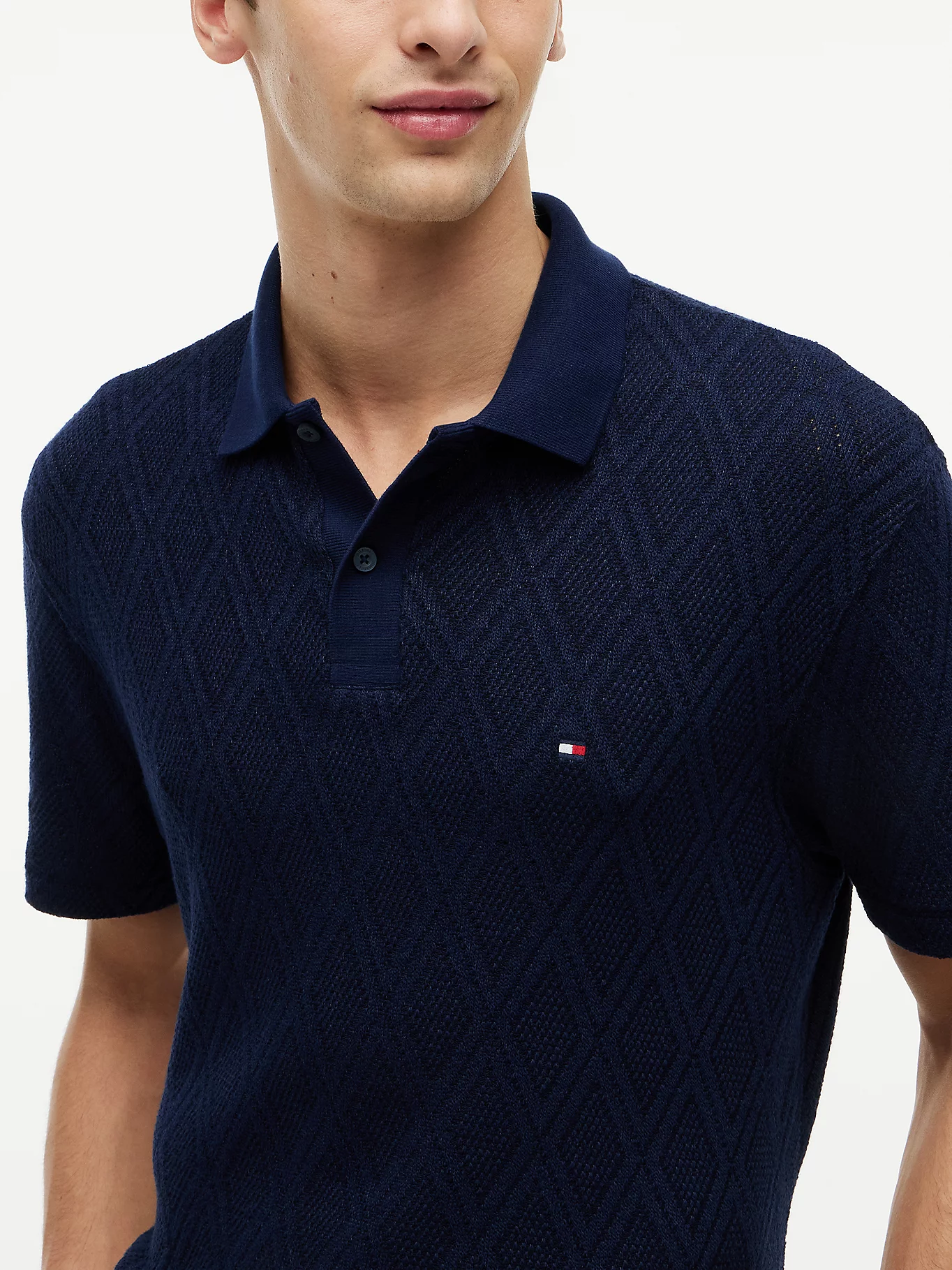 detail Tommy Hilfiger pánské tmavě modré polo tričko