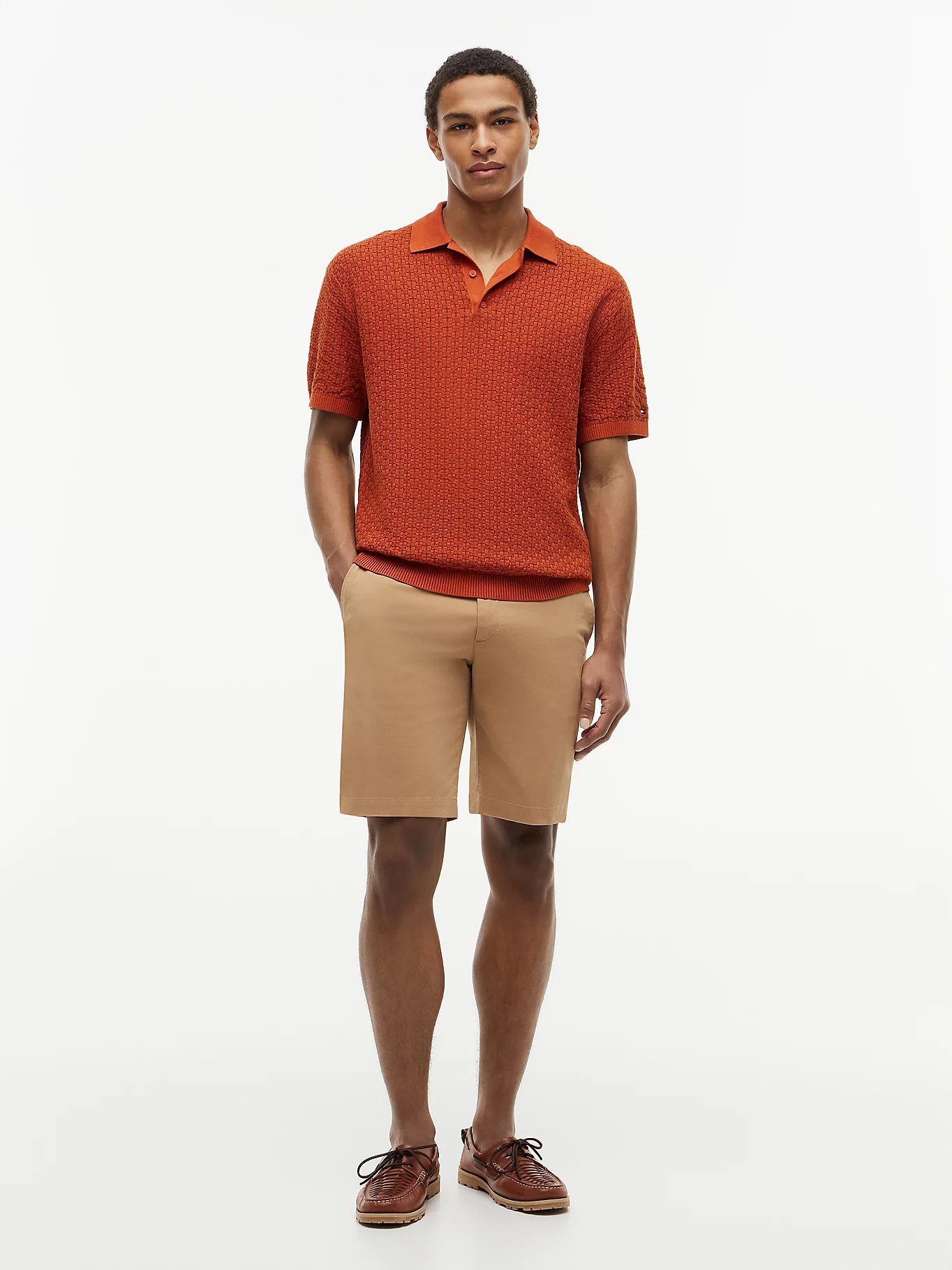 detail Tommy Hilfiger pánské oranžové polo tričko