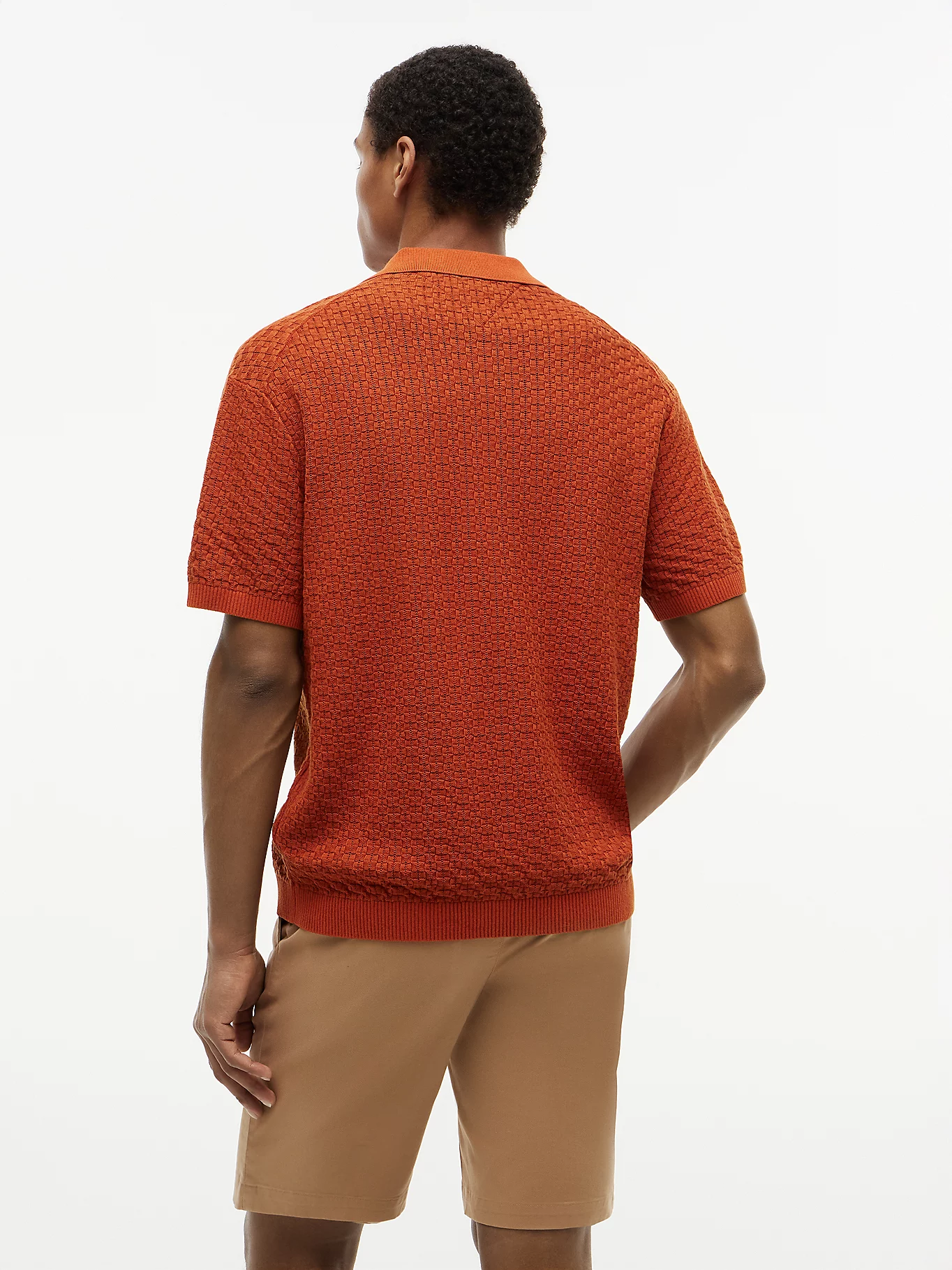 detail Tommy Hilfiger pánské oranžové polo tričko