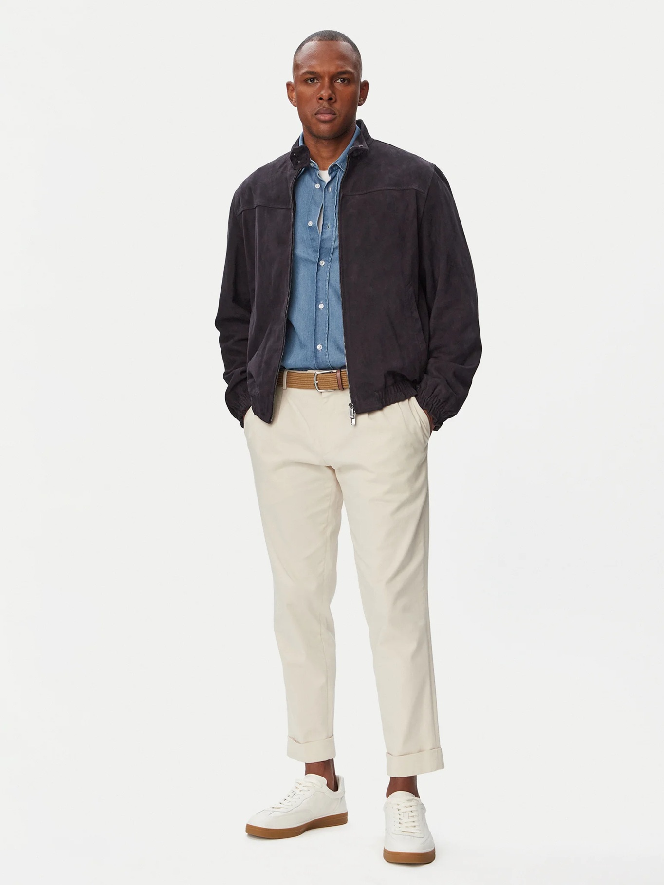 detail Tommy Hilfiger pánská tmavě modrá kožená bunda