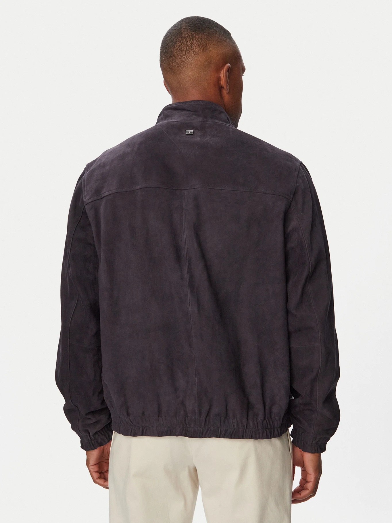 detail Tommy Hilfiger pánská tmavě modrá kožená bunda