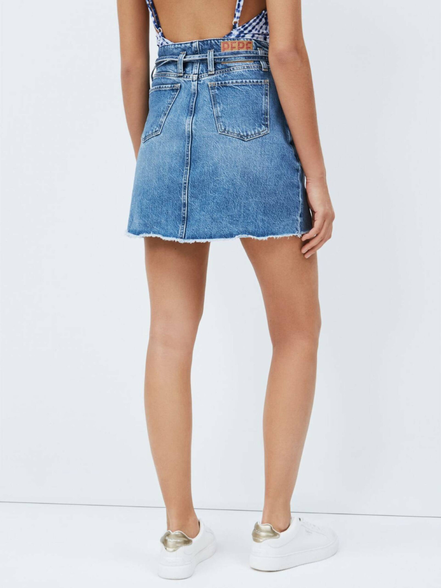 detail Pepe Jeans dámská modrá džínová sukně Raisa