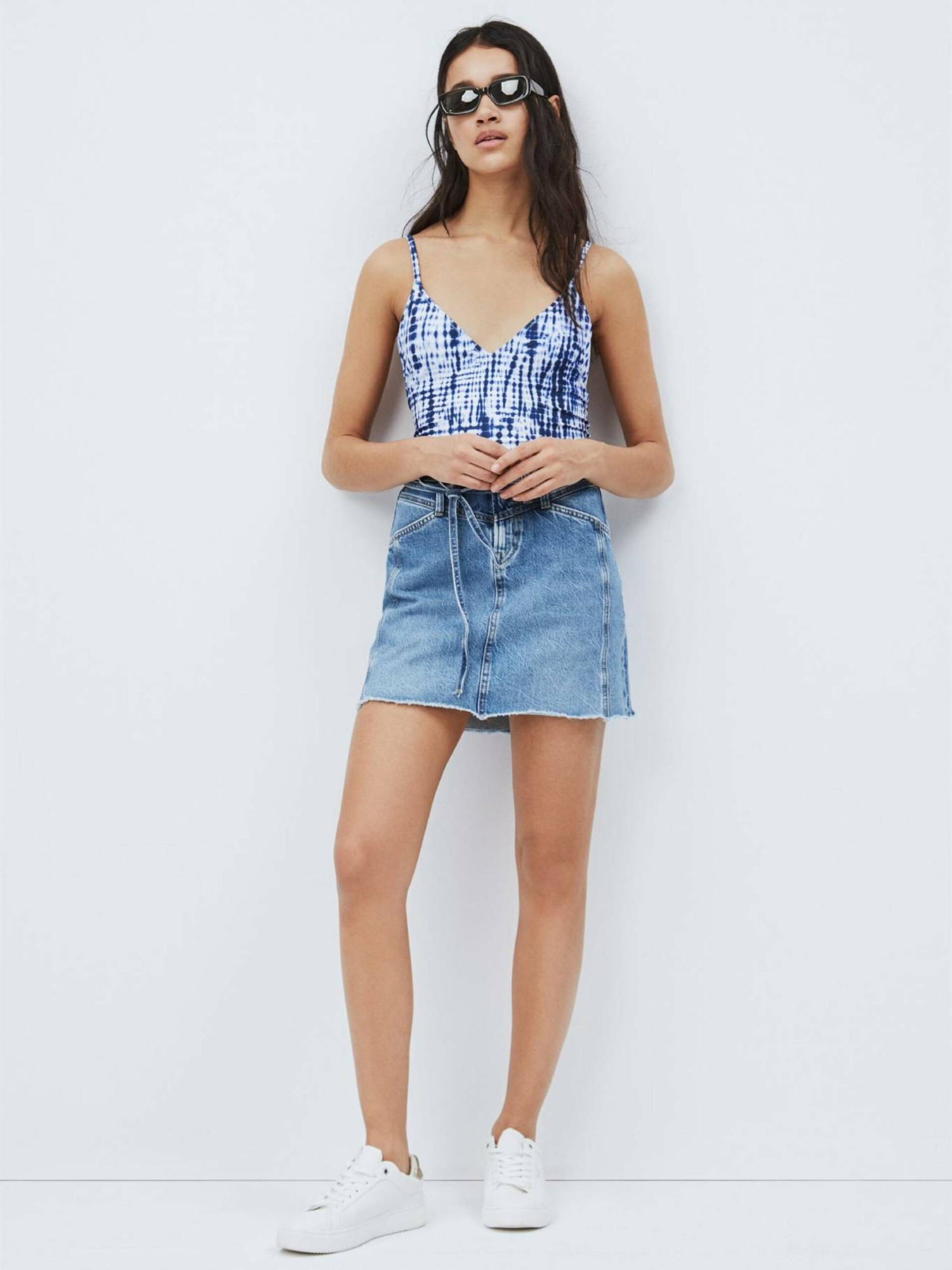 detail Pepe Jeans dámská modrá džínová sukně Raisa