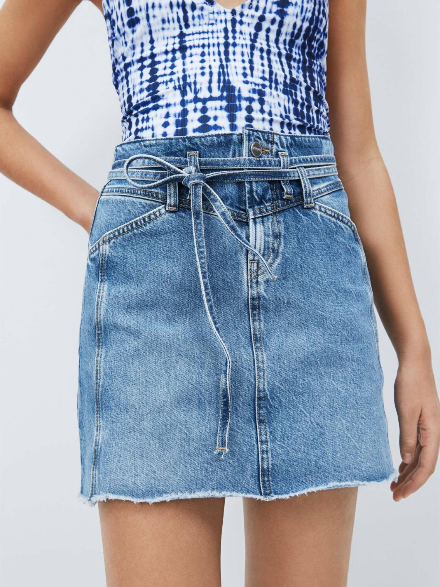 detail Pepe Jeans dámská modrá džínová sukně Raisa