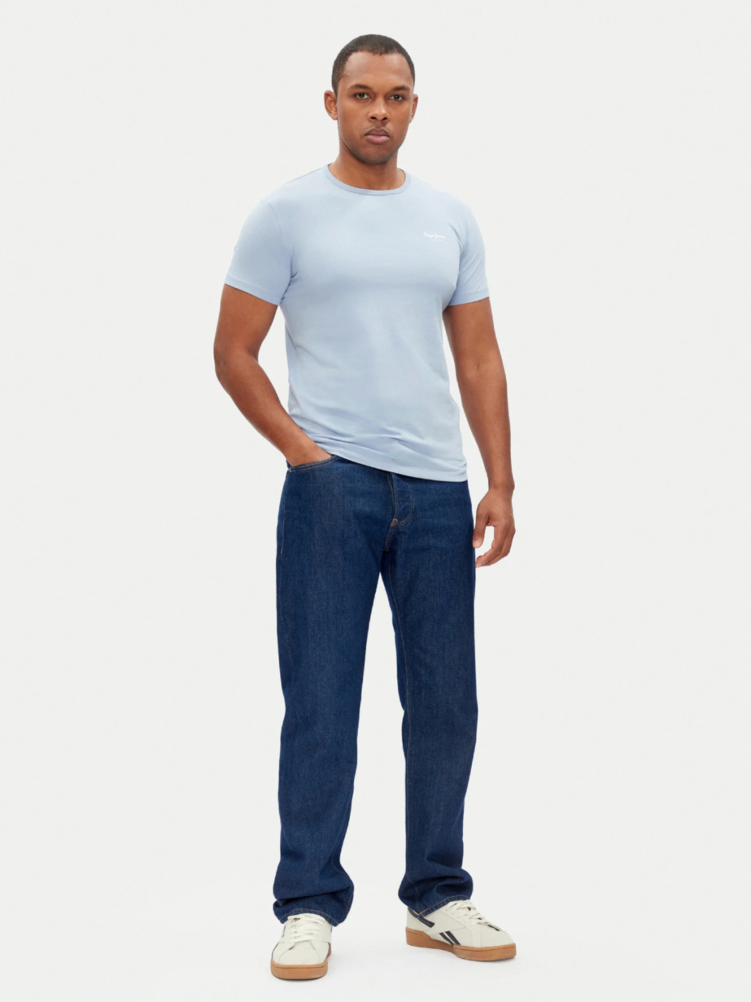 detail Pepe Jeans pánské světle modré tričko Basic
