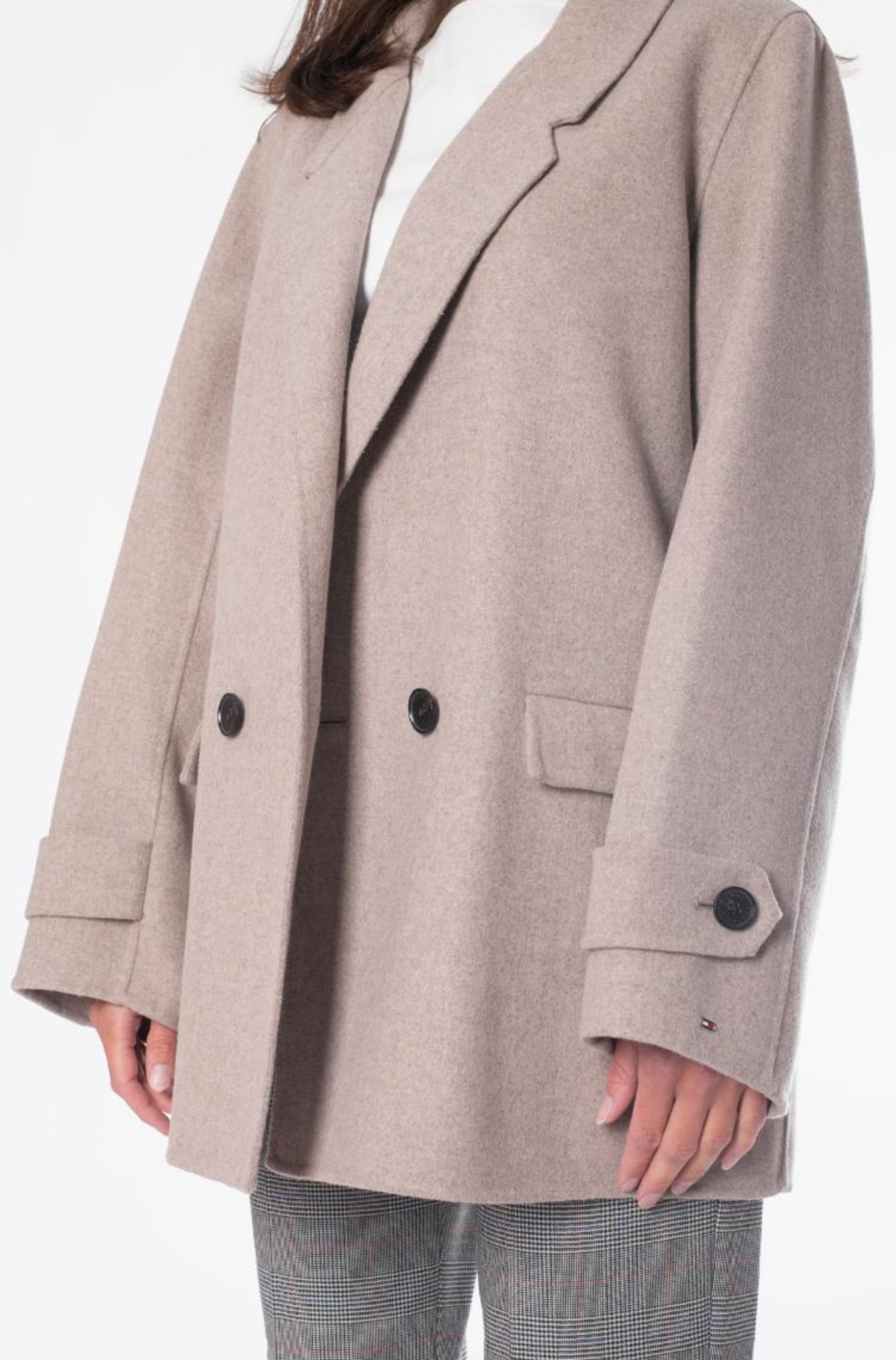 detail Tommy Hilfiger dámský vlněný kabát