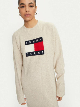 náhled Tommy Jeans dámské béžové úpletové šaty