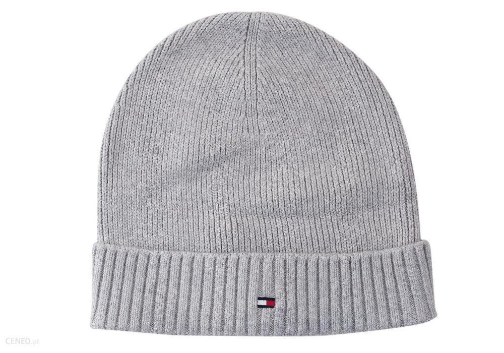 detail Tommy Hilfiger pánská šedá zimní čepice Pima