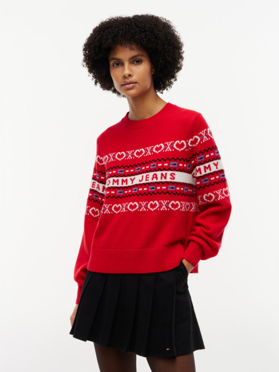 Tommy Jeans dámský červený vlněný svetr
