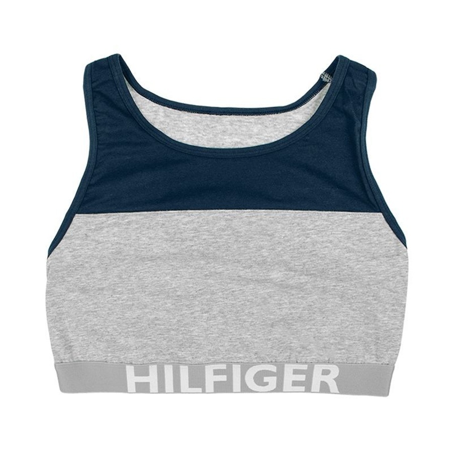 detail Tommy Hilfiger dámská šedá sportovní podprsenka