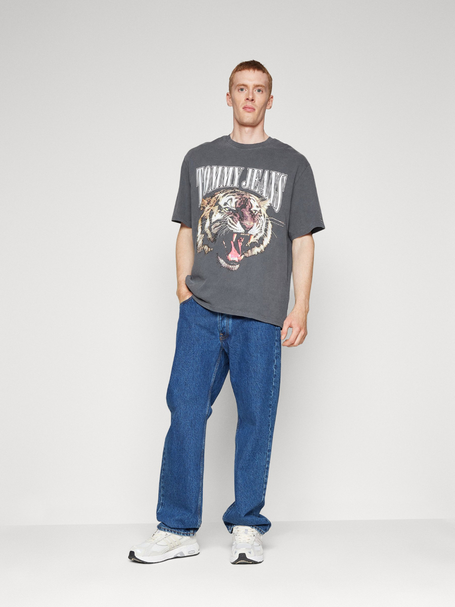 Tommy Jeans pánské šedé triko VINTAGE TIGER  - L (PUB)