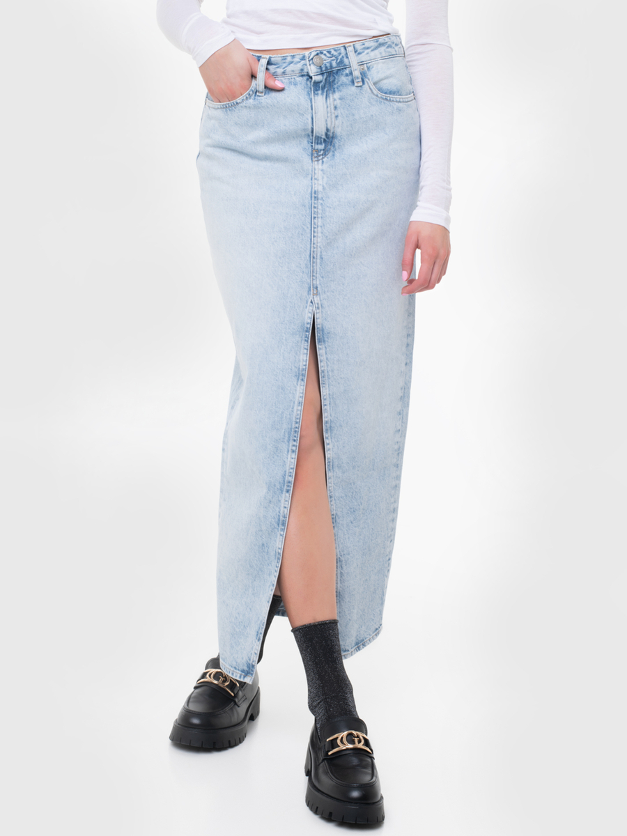 Levně Calvin Klein dámská džínová maxi sukně