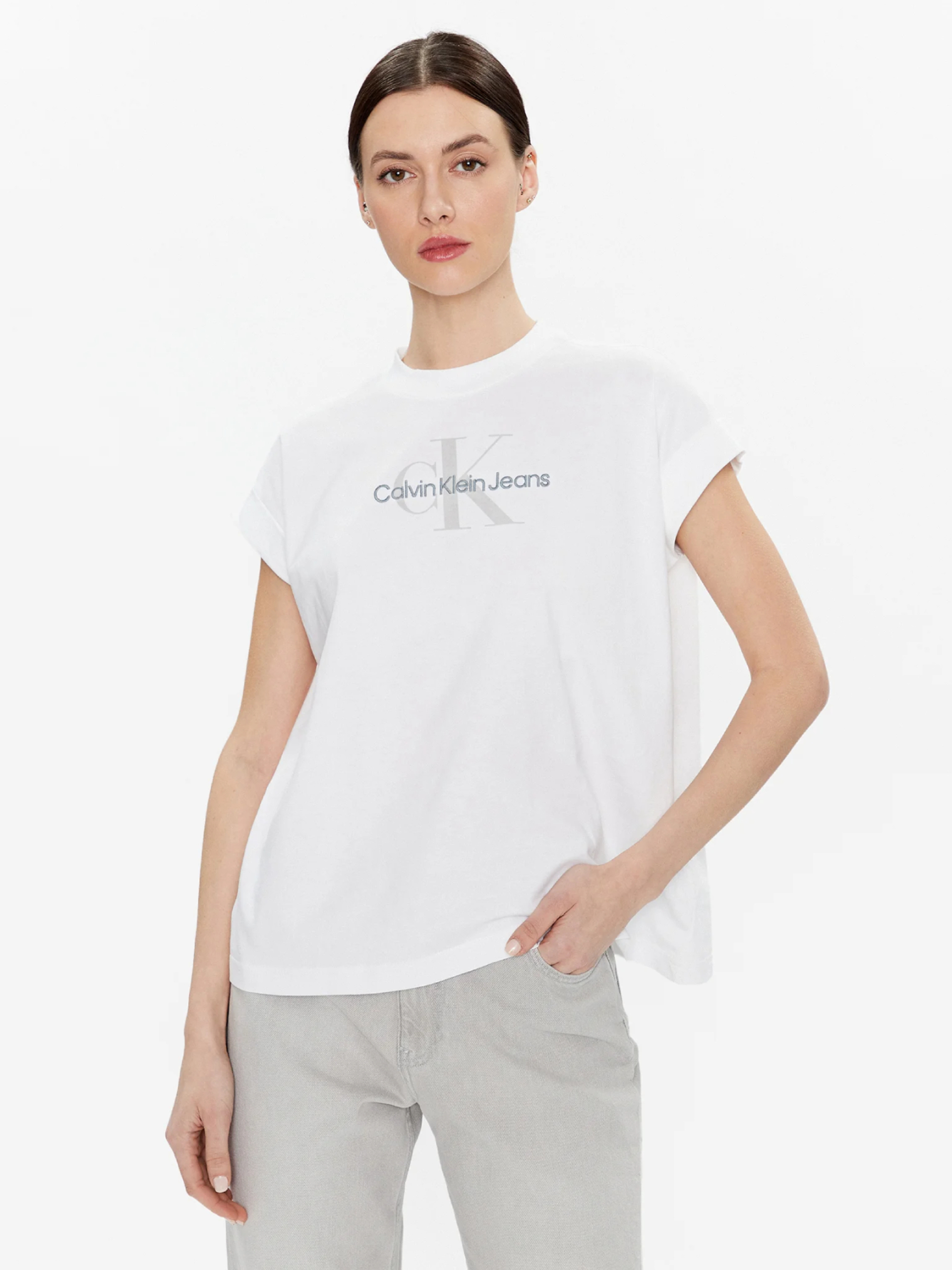 Calvin Klein dámské bílé tričko - S (YAF)