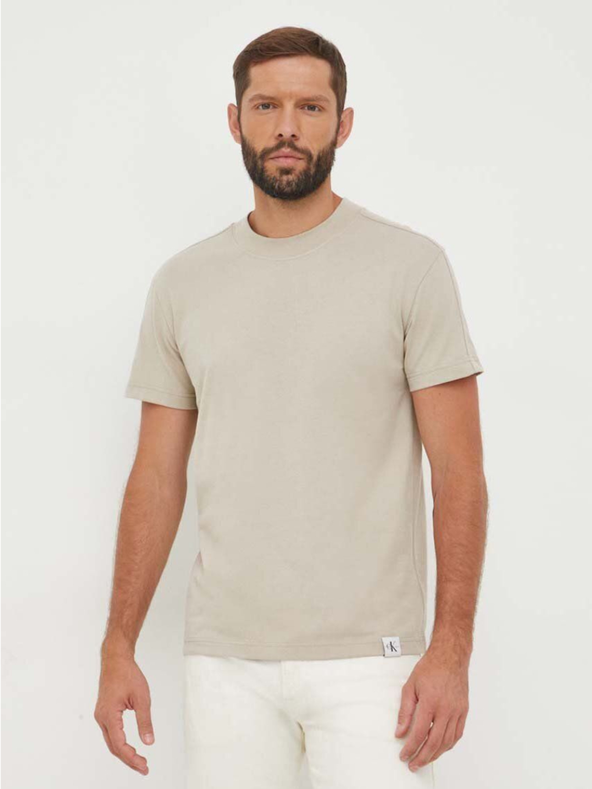 Levně Calvin Klein pánské béžové tričko