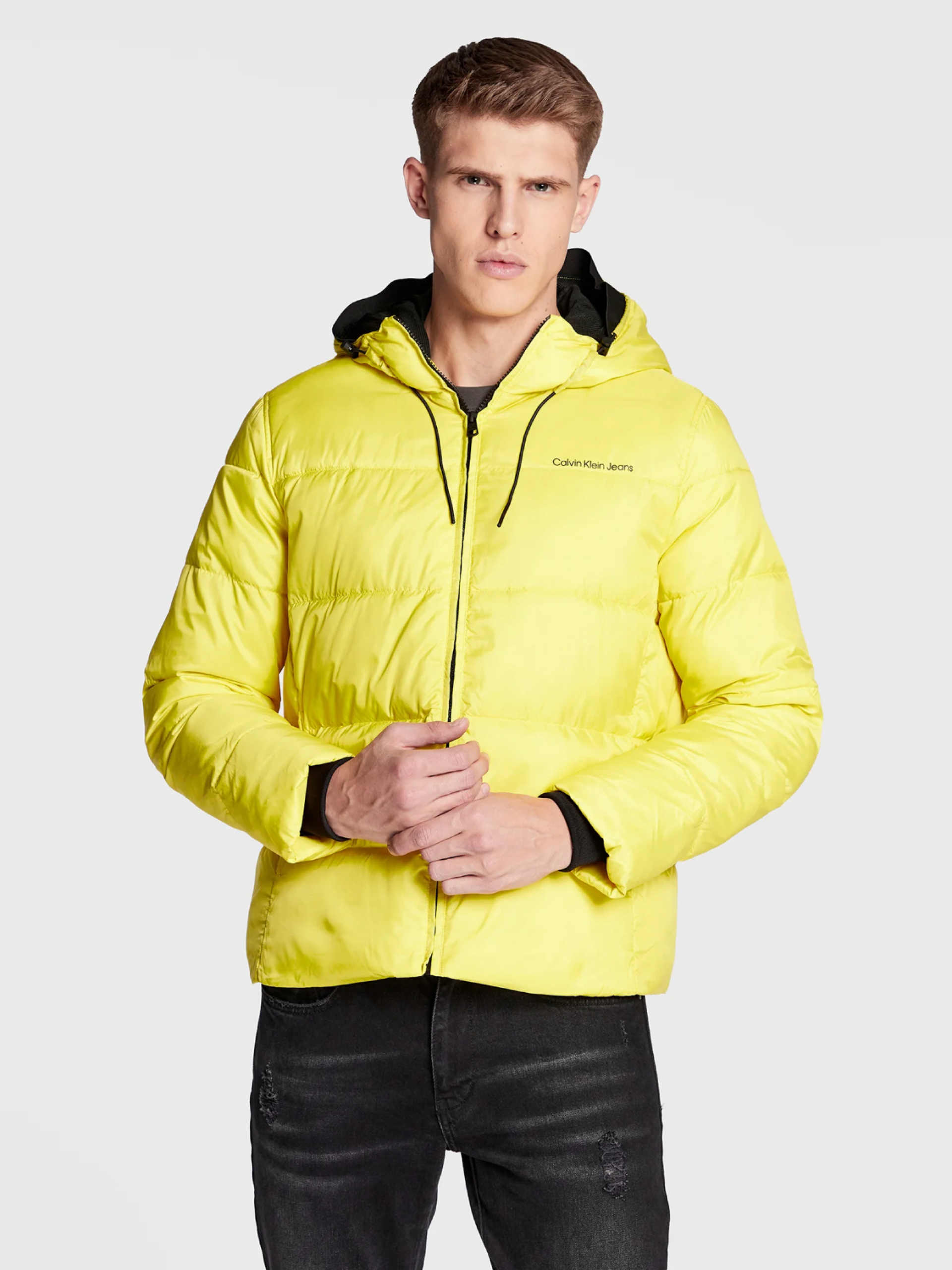 Calvin Klein pánská neonově žlutá bunda - XL (ZH8)
